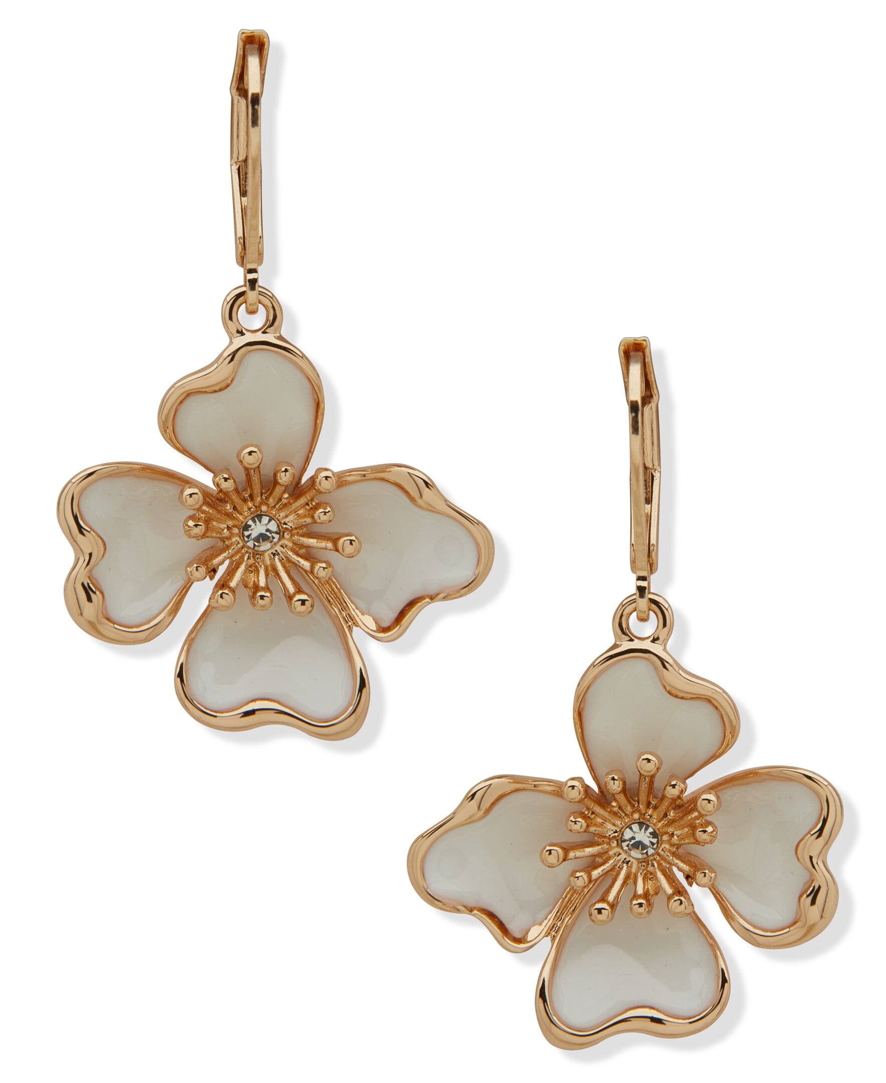 Textured Flower Drop Pierced Earrings - Anne Klein