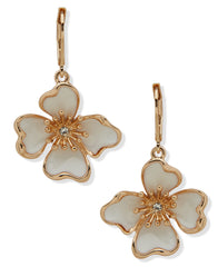 Textured Flower Drop Pierced Earrings - Anne Klein