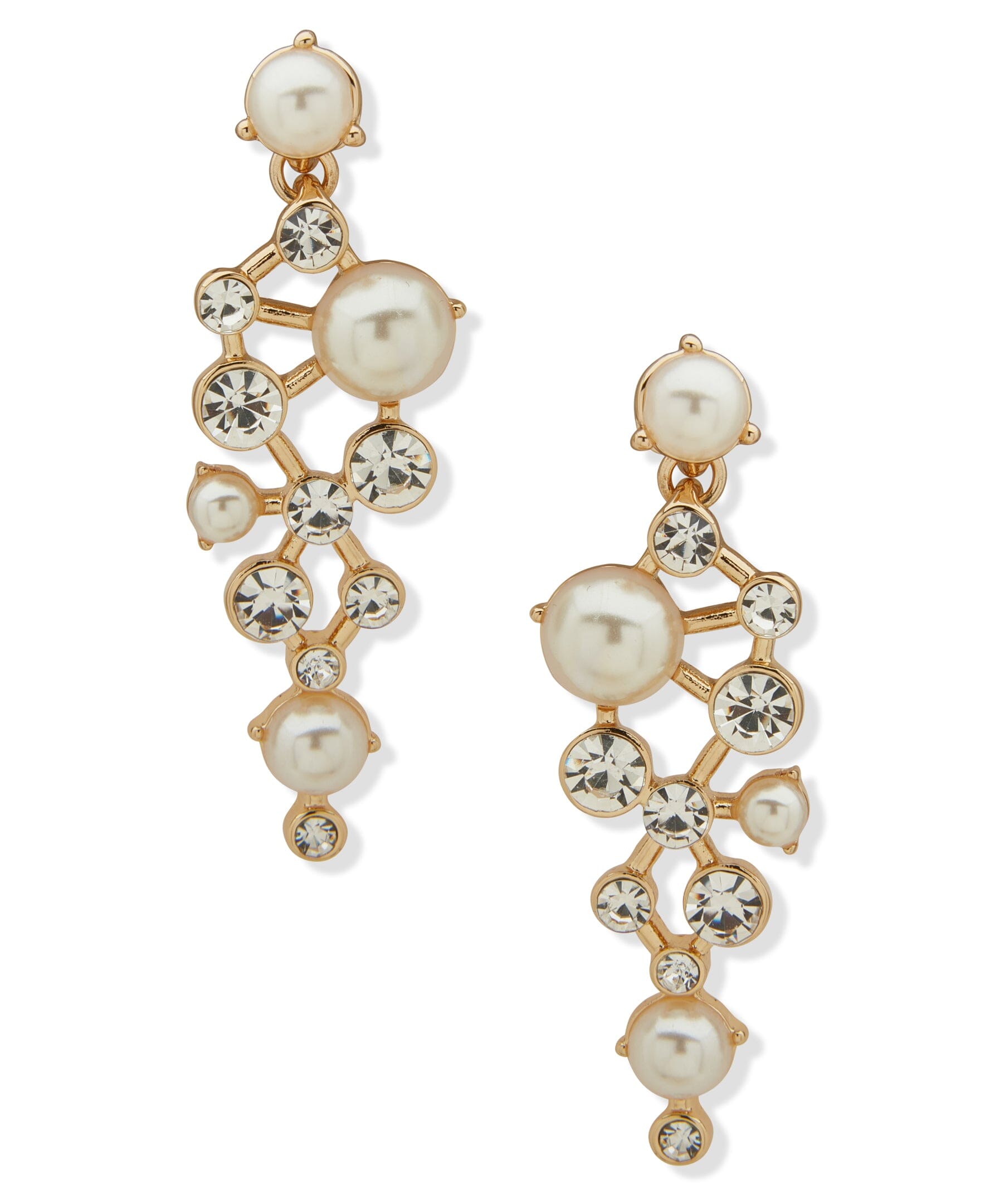 Stone and Cluster Post Liner Pierced Earrings - Anne Klein