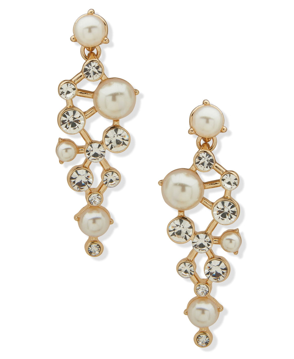 Stone and Cluster Post Liner Pierced Earrings - Anne Klein