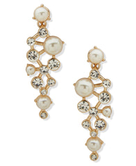 Stone and Cluster Post Liner Pierced Earrings - Anne Klein