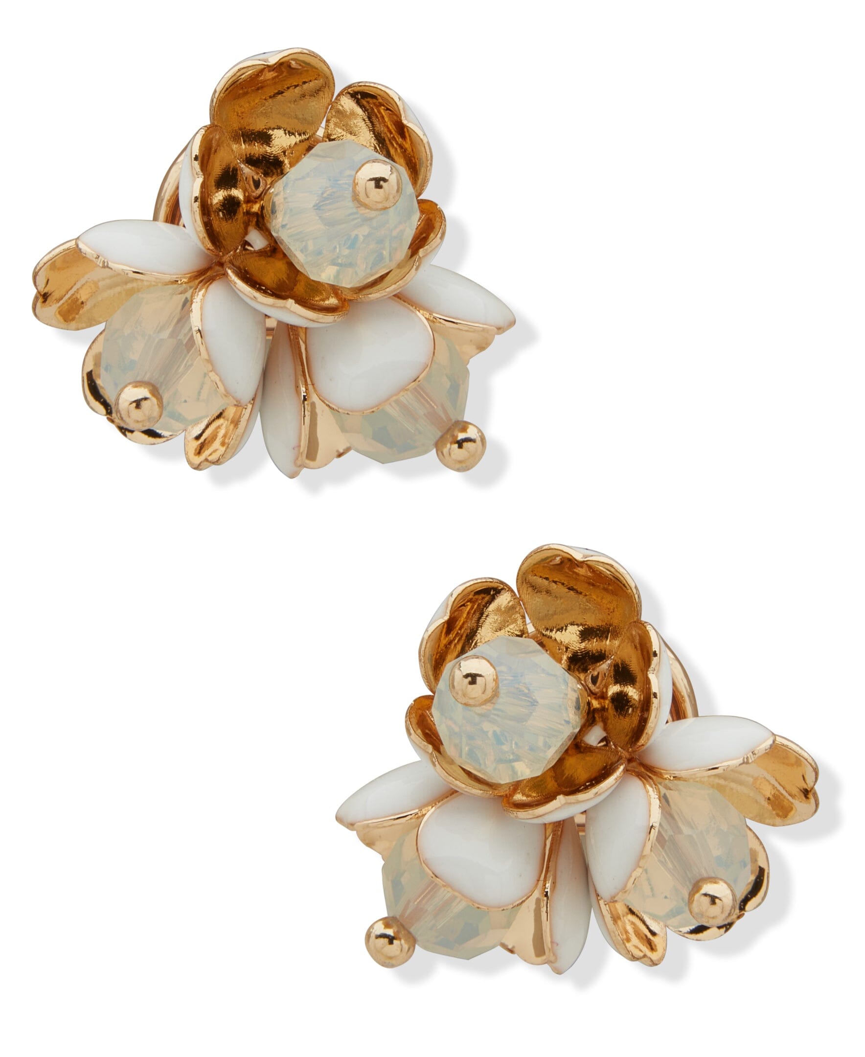 Textured Flower Stud Pierced Earrings - Anne Klein