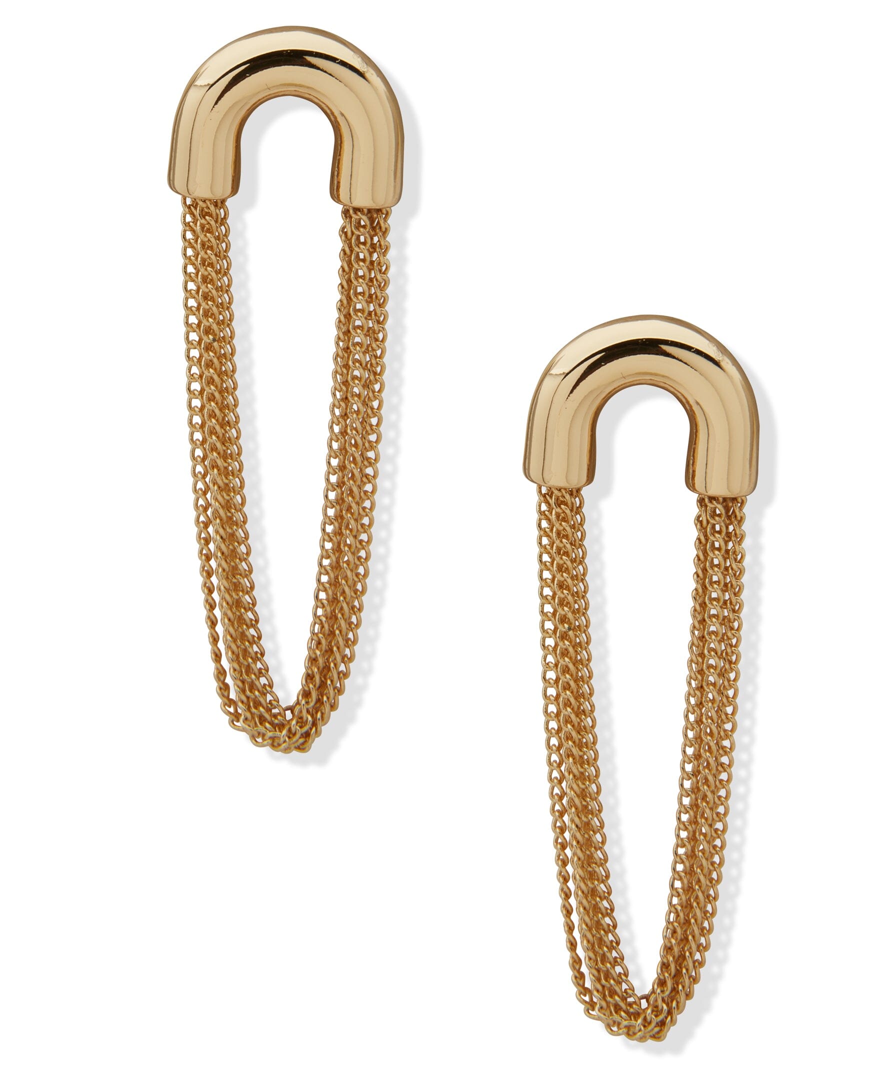 Metal Chain Drop Pierced Earrings - Anne Klein