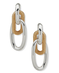Doorknocker Pierced Earrings with Chain - Anne Klein