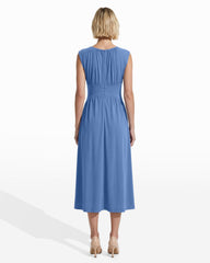 Boat Neckline Shirred Midi Dress - Anne Klein SEAPORT