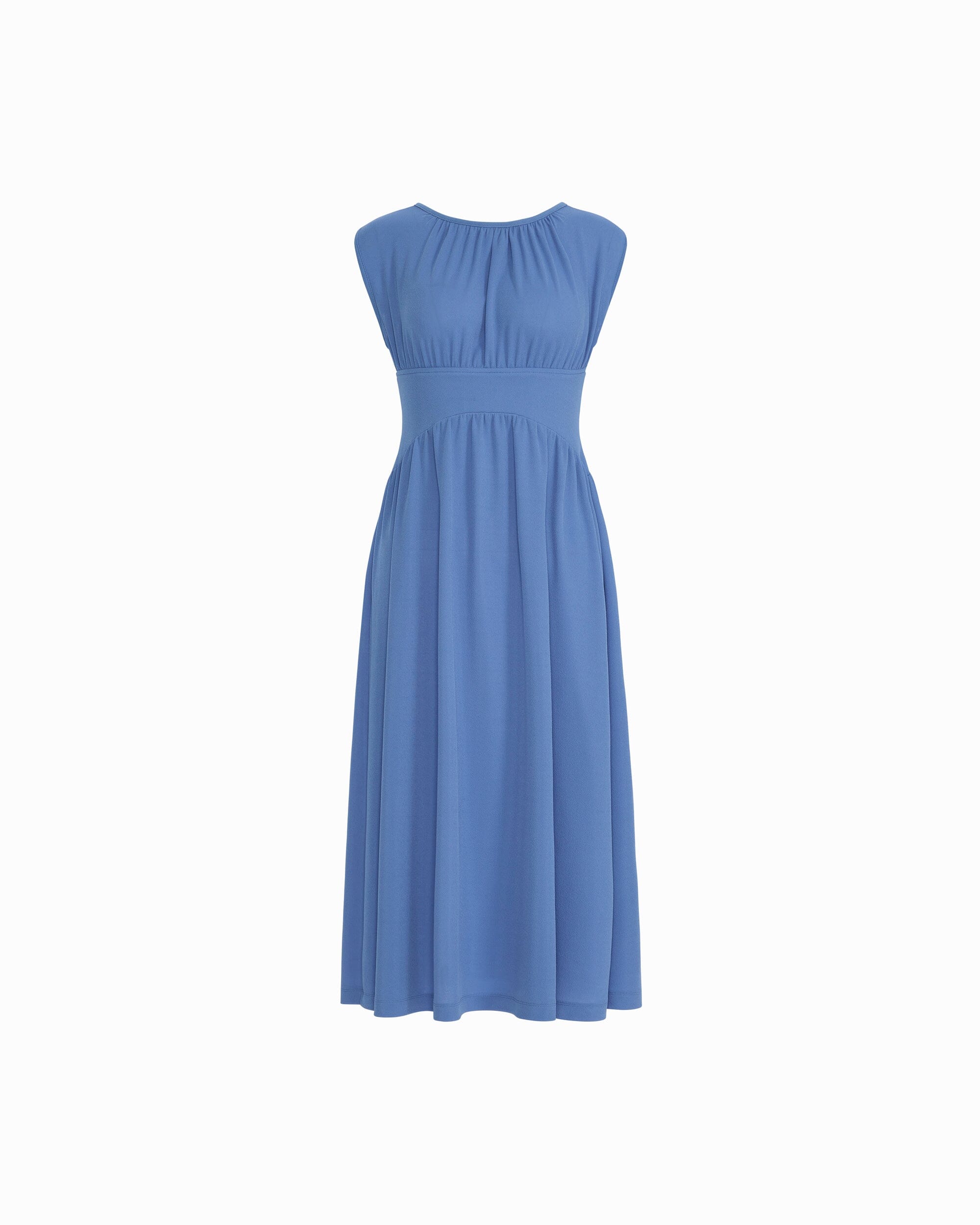 Boat Neckline Shirred Midi Dress - Anne Klein SEAPORT