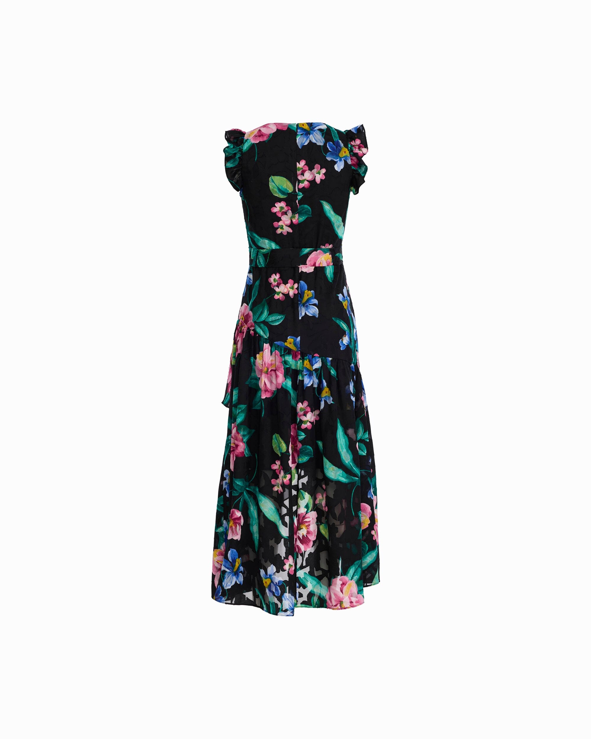 High-Low Wrap Dress with Ruffle Sleeves - Anne Klein ANNE BLACK MULTI