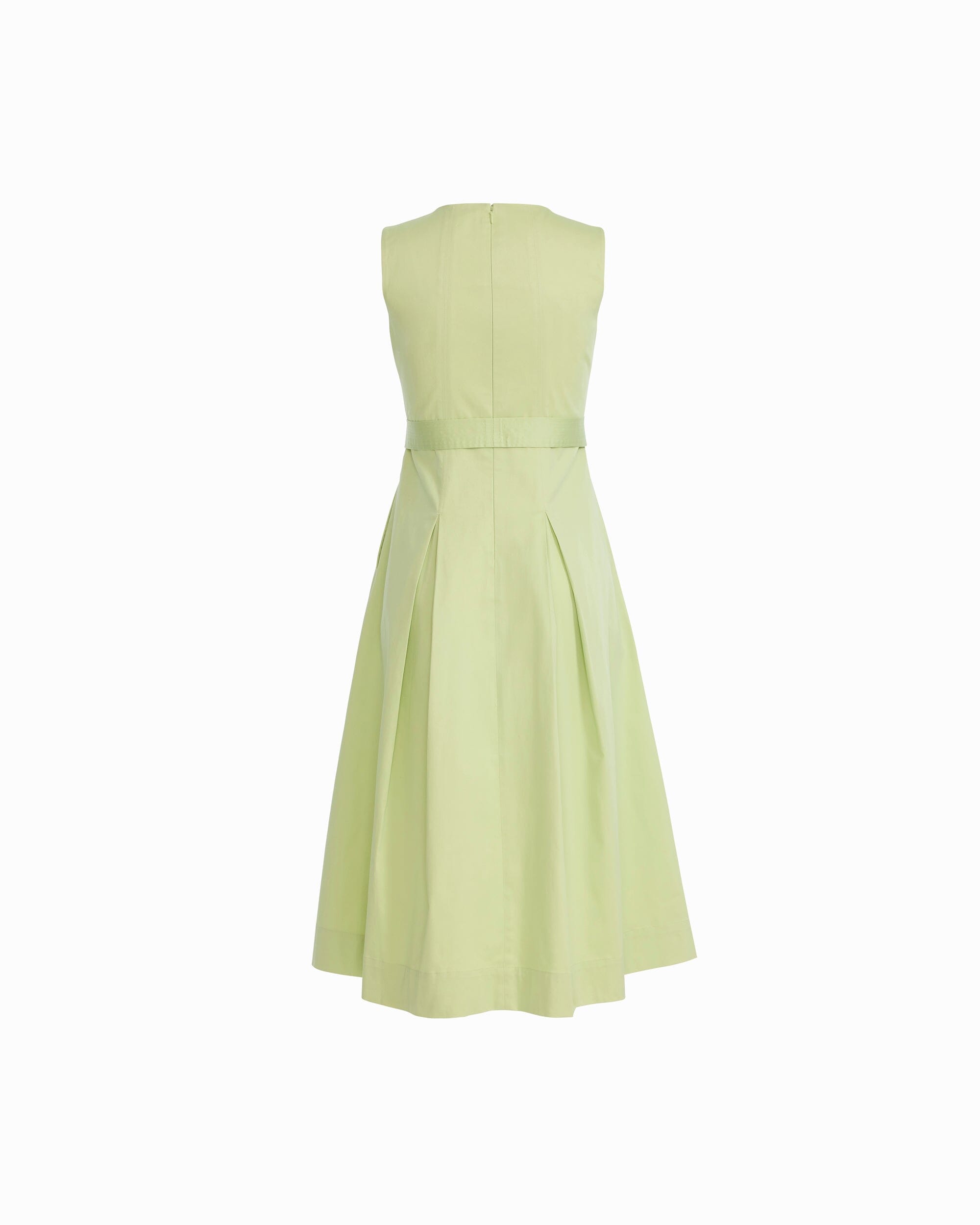 Paneled Bodice Jewel Neck Midi Dress - Anne Klein COOL SAGE