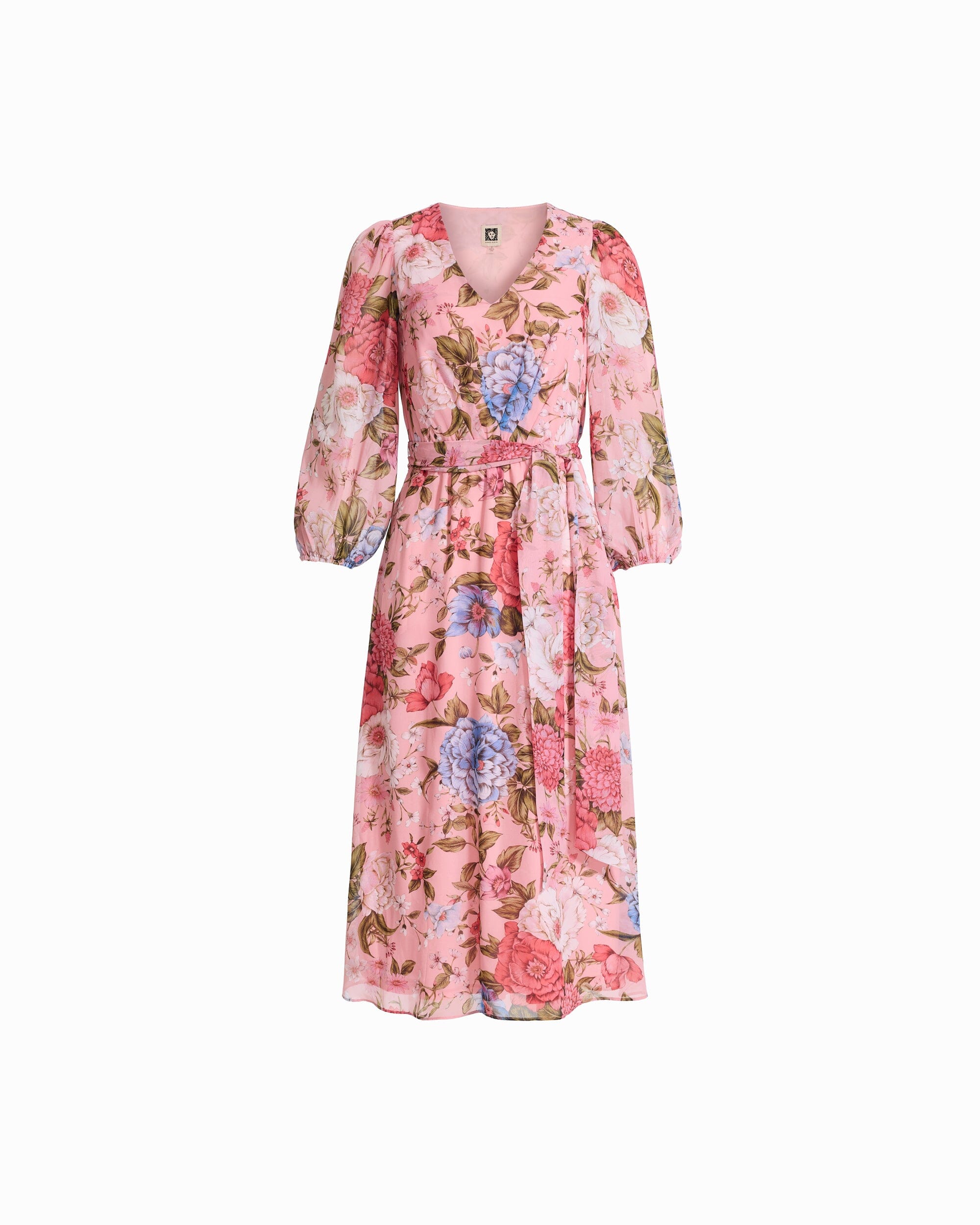 Three-Quarter Sleeve Midi Dress - Anne Klein CALYPSO CORAL MULTI