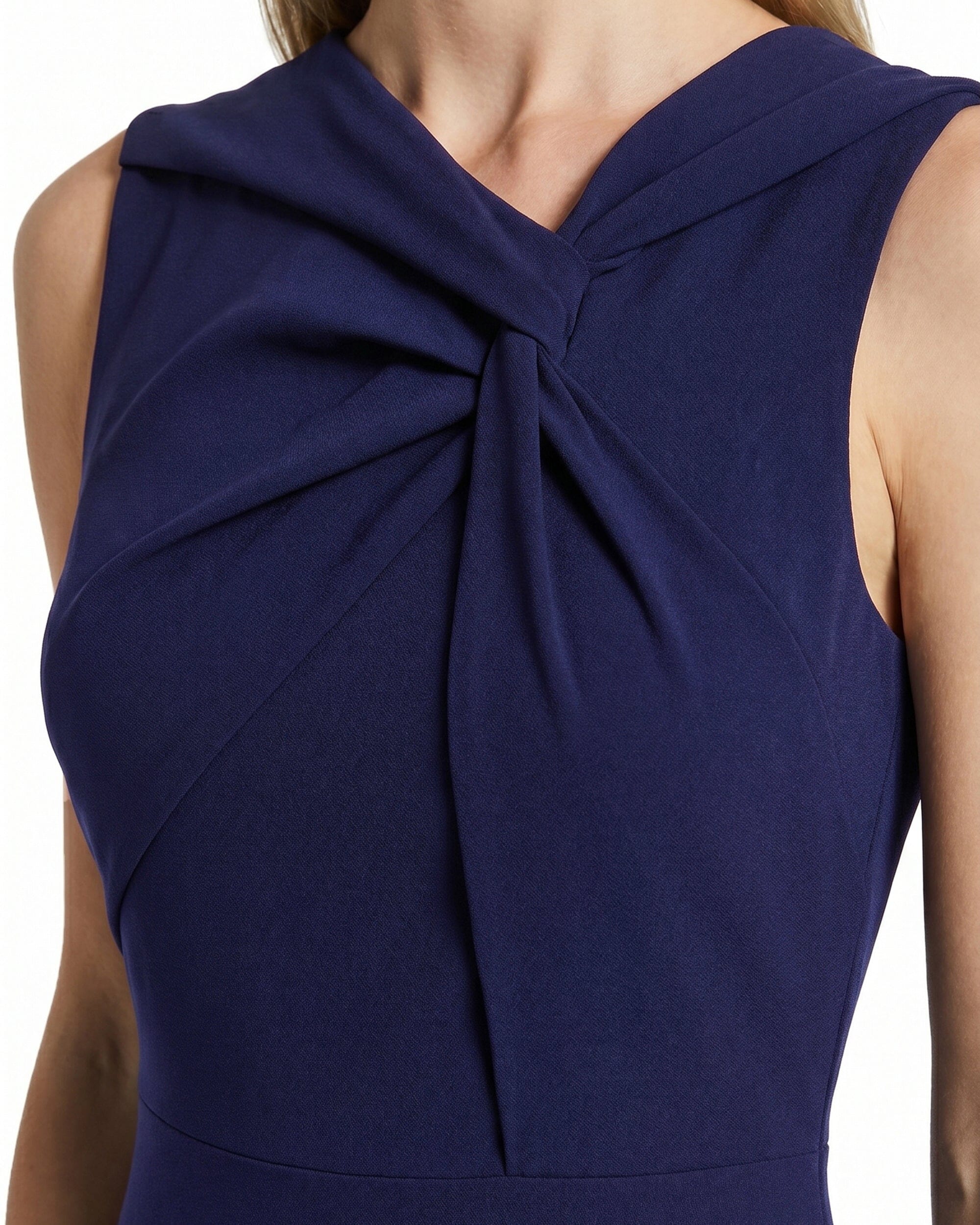 Twist Front A-line Midi Dress - Anne Klein DEEP NAVY