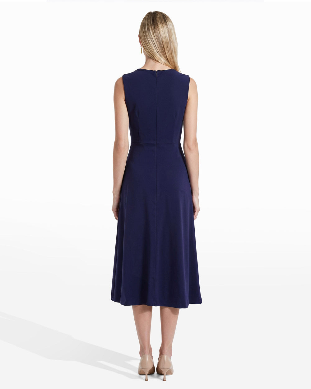 Twist Front A-line Midi Dress - Anne Klein DEEP NAVY