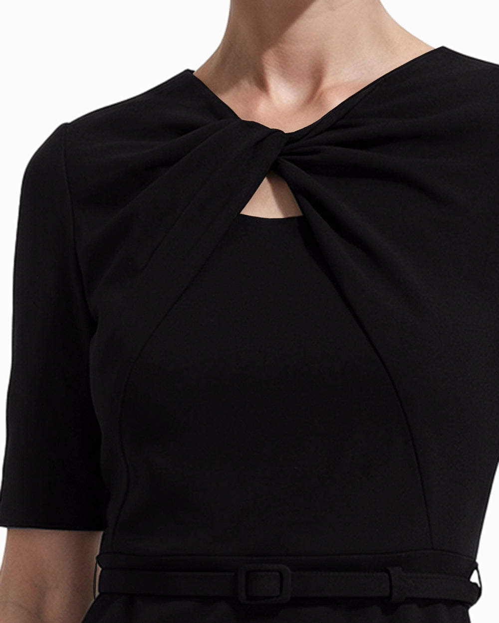 Long Sleeve Twist Front Dress - Anne Klein ANNE BLACK