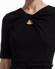 Long Sleeve Twist Front Dress - Anne Klein ANNE BLACK