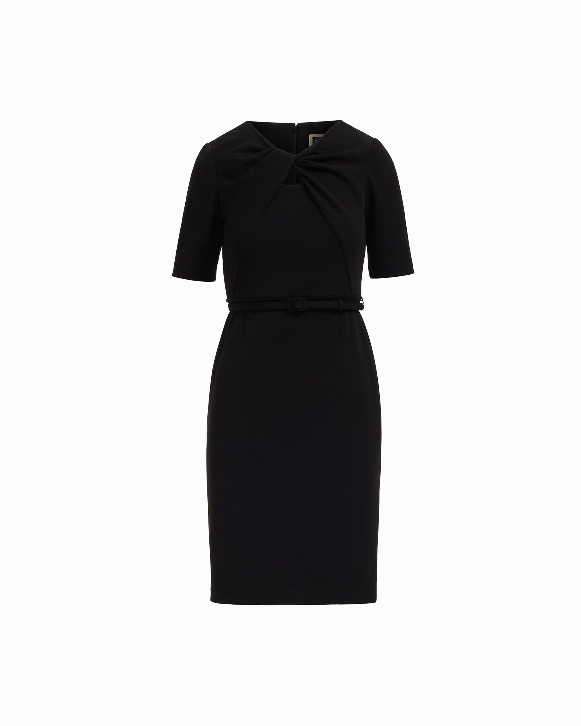 Long Sleeve Twist Front Dress - Anne Klein ANNE BLACK