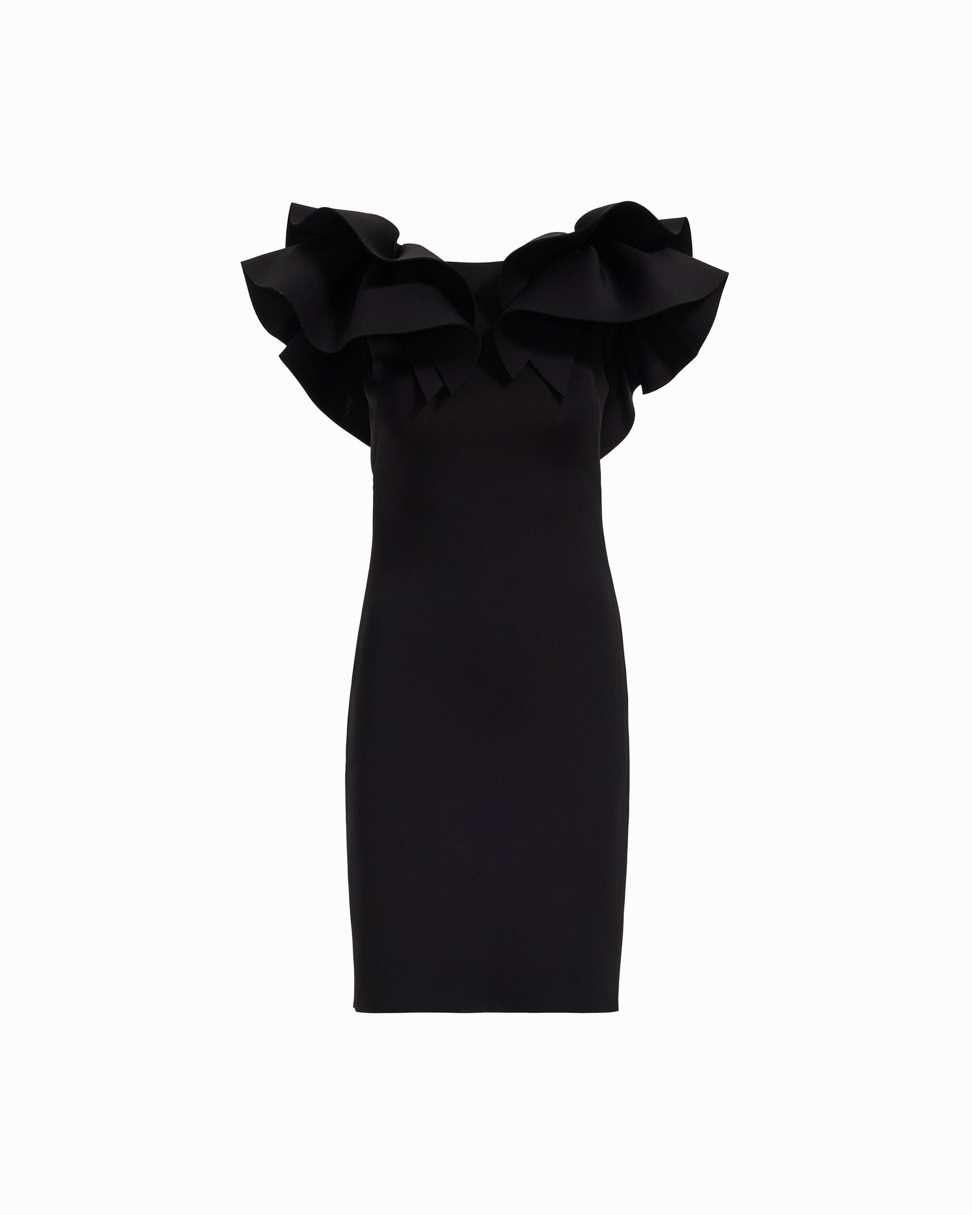 Ruffle Shoulder Sheath Dress - Anne Klein ANNE BLACK