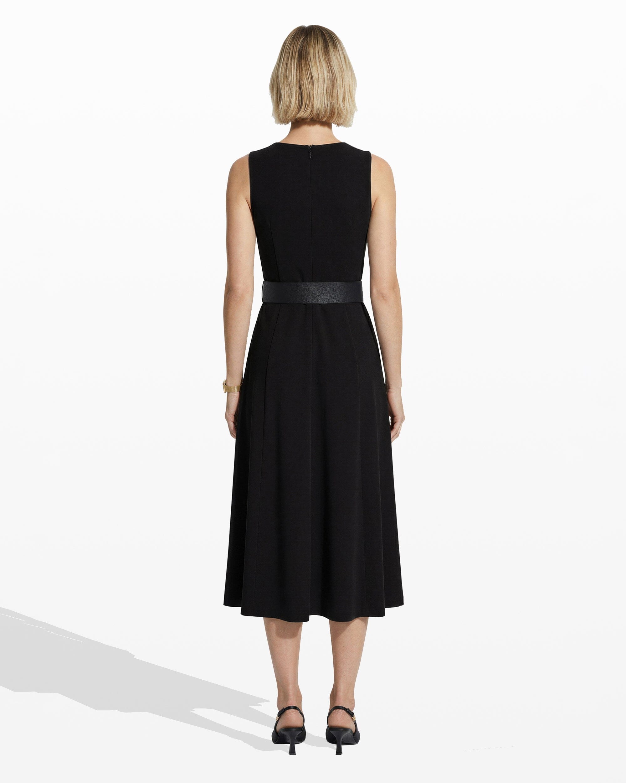Side Button Fit and Flare Dress - Anne Klein ANNE BLACK