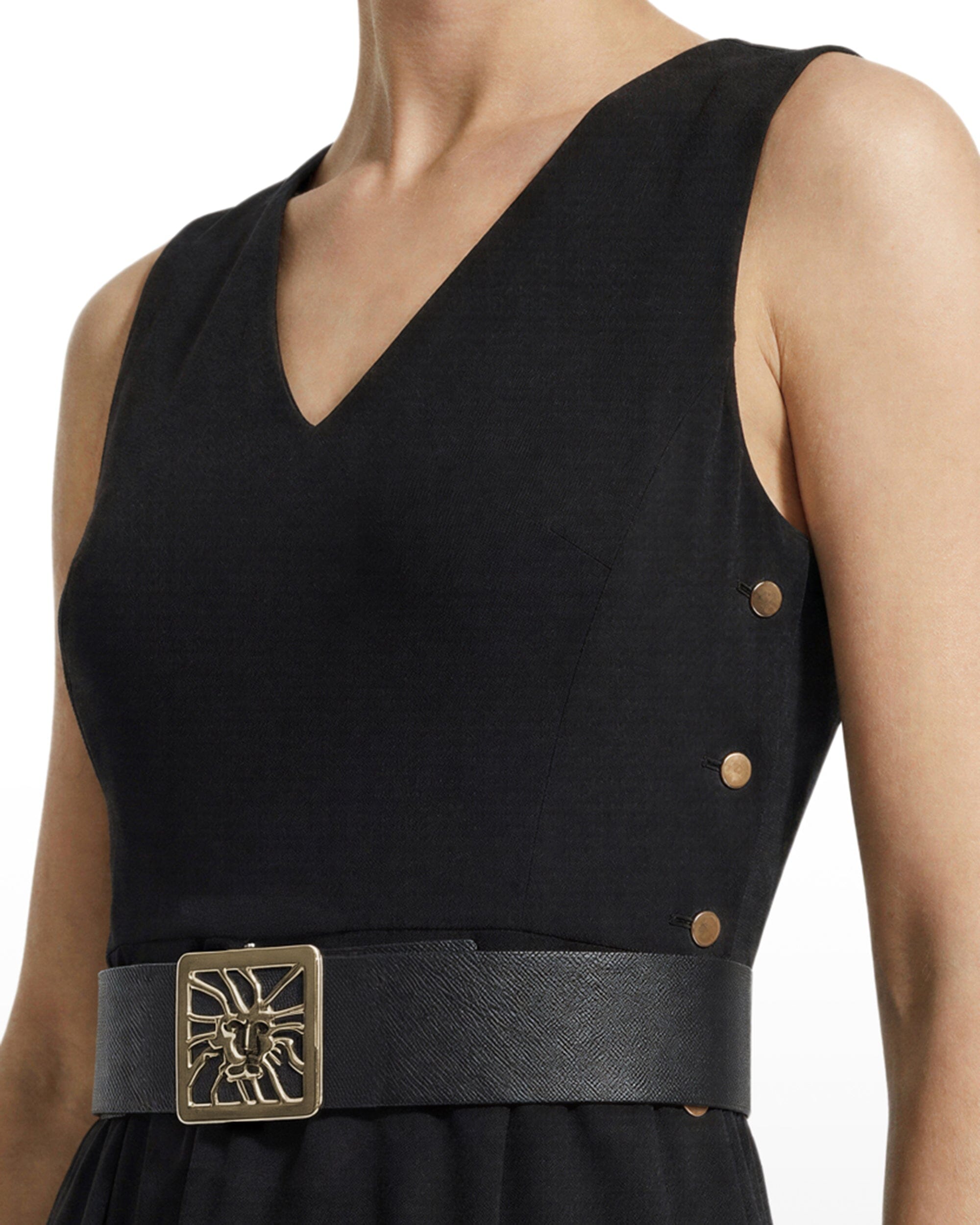 Side Button Fit and Flare Dress - Anne Klein ANNE BLACK
