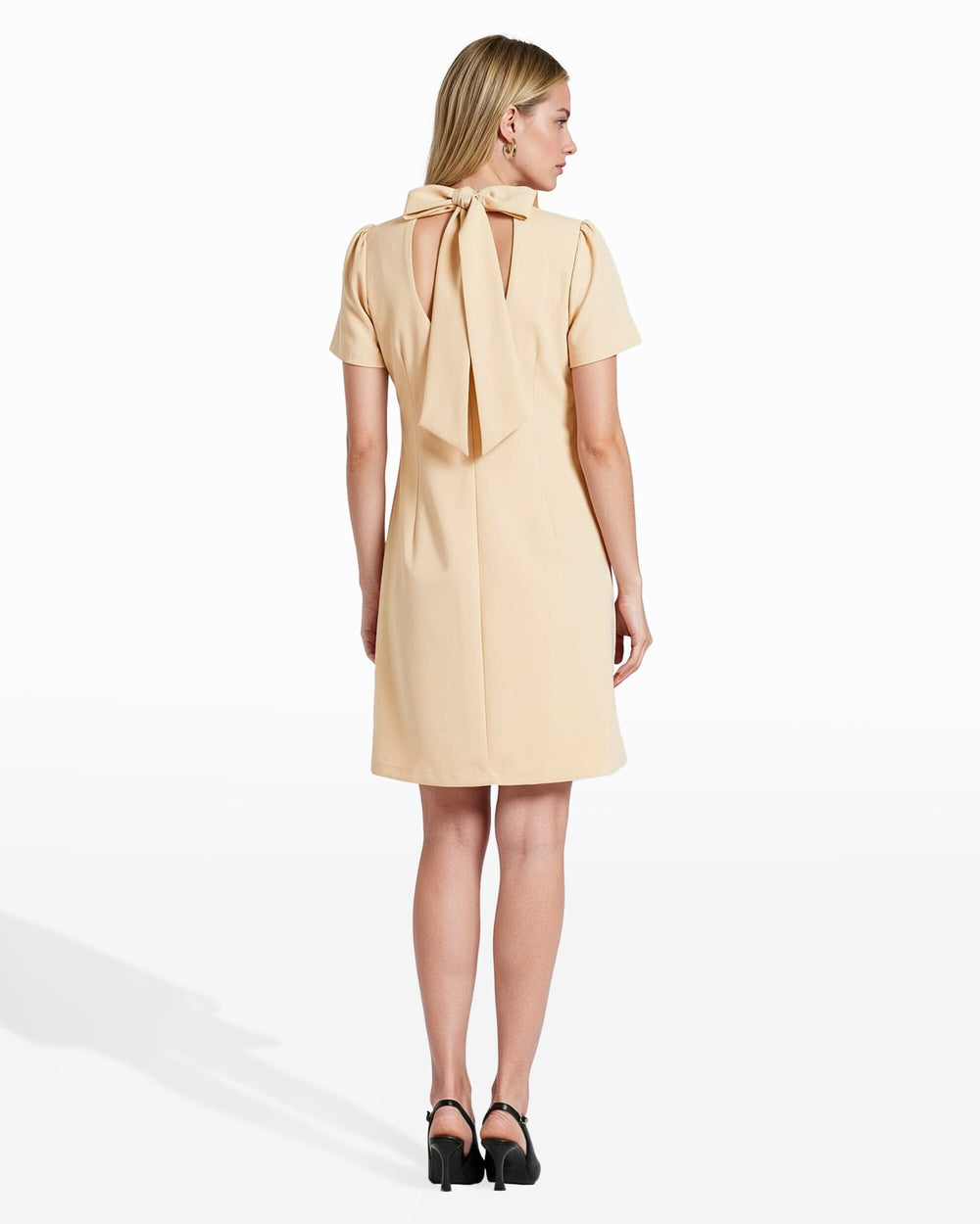 Mock Neck Shift Dress - Anne Klein Swan White/Anne Blk