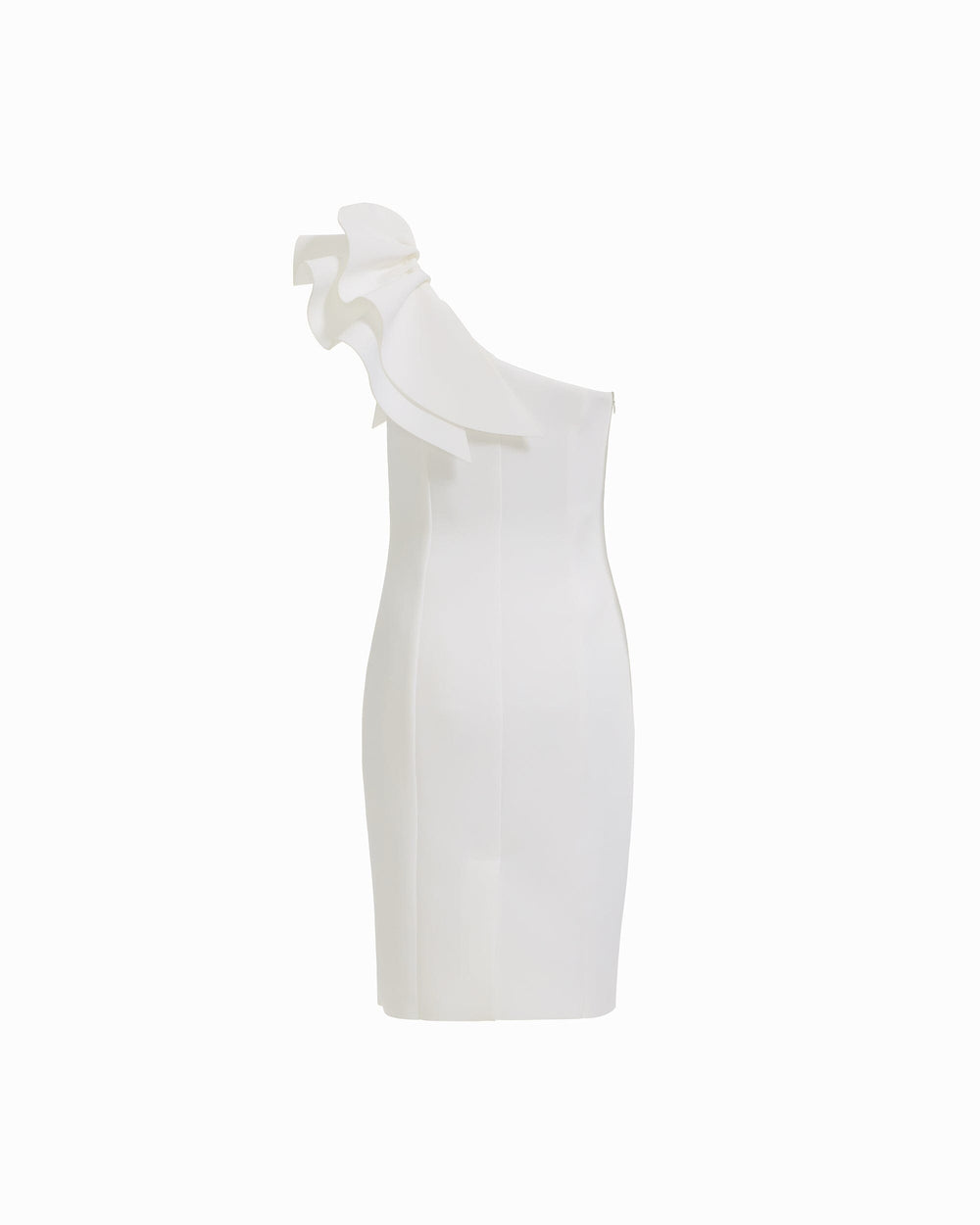 One Shoulder Sheath Dress with Ruffle - Anne Klein CRISP WHITE