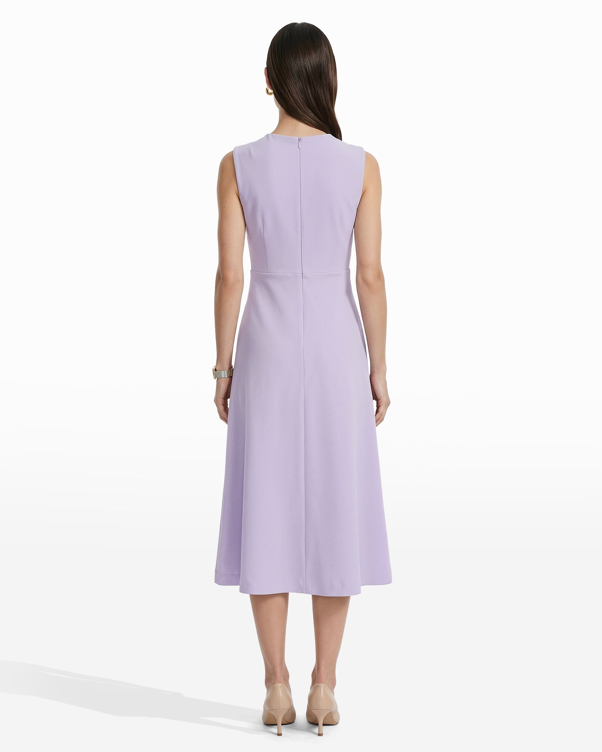 Twist Front A-line Midi Dress - Anne Klein PASTEL LILAC