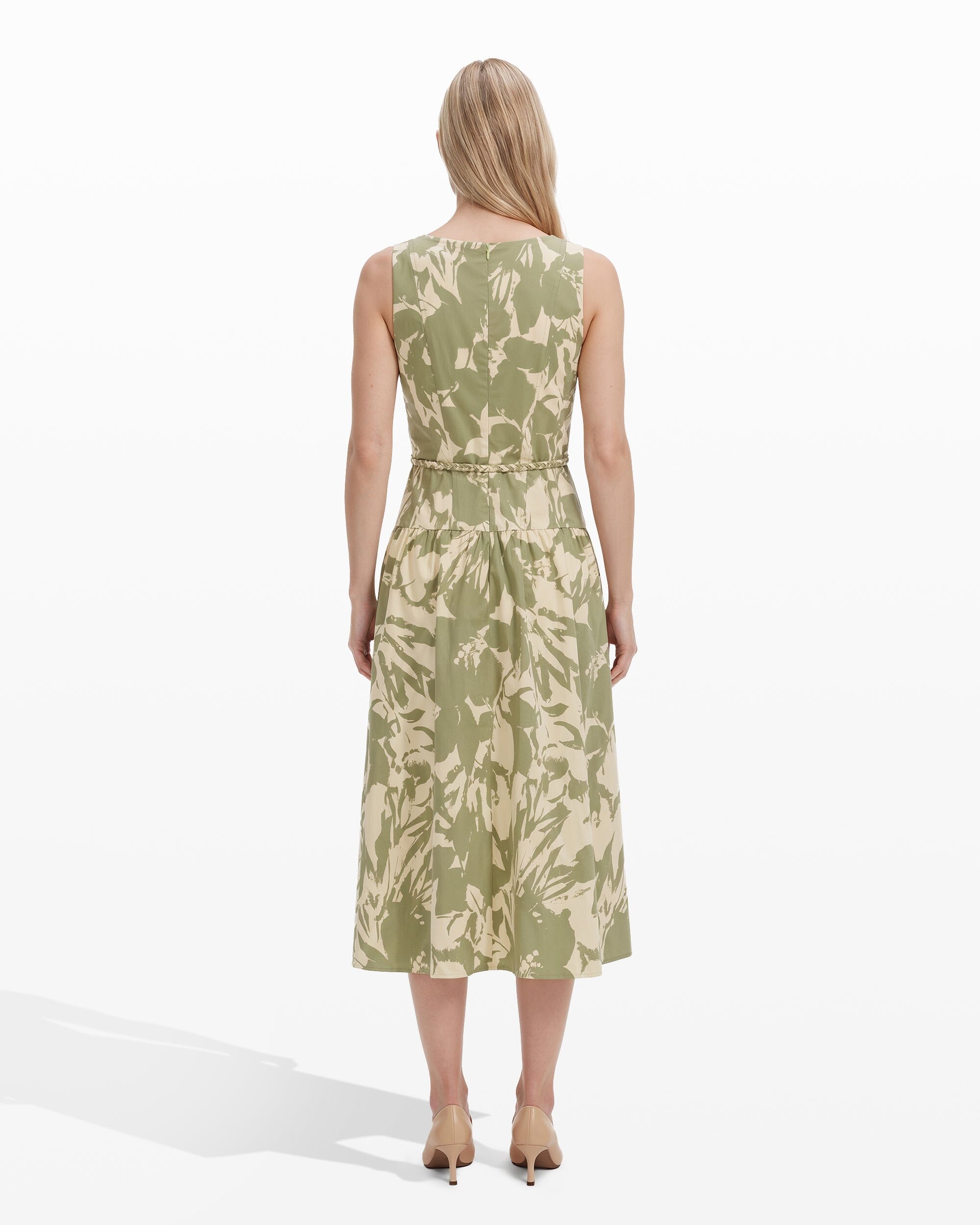 V-Neck Seam Detail Dress - Anne Klein COOL SAGE MULTI