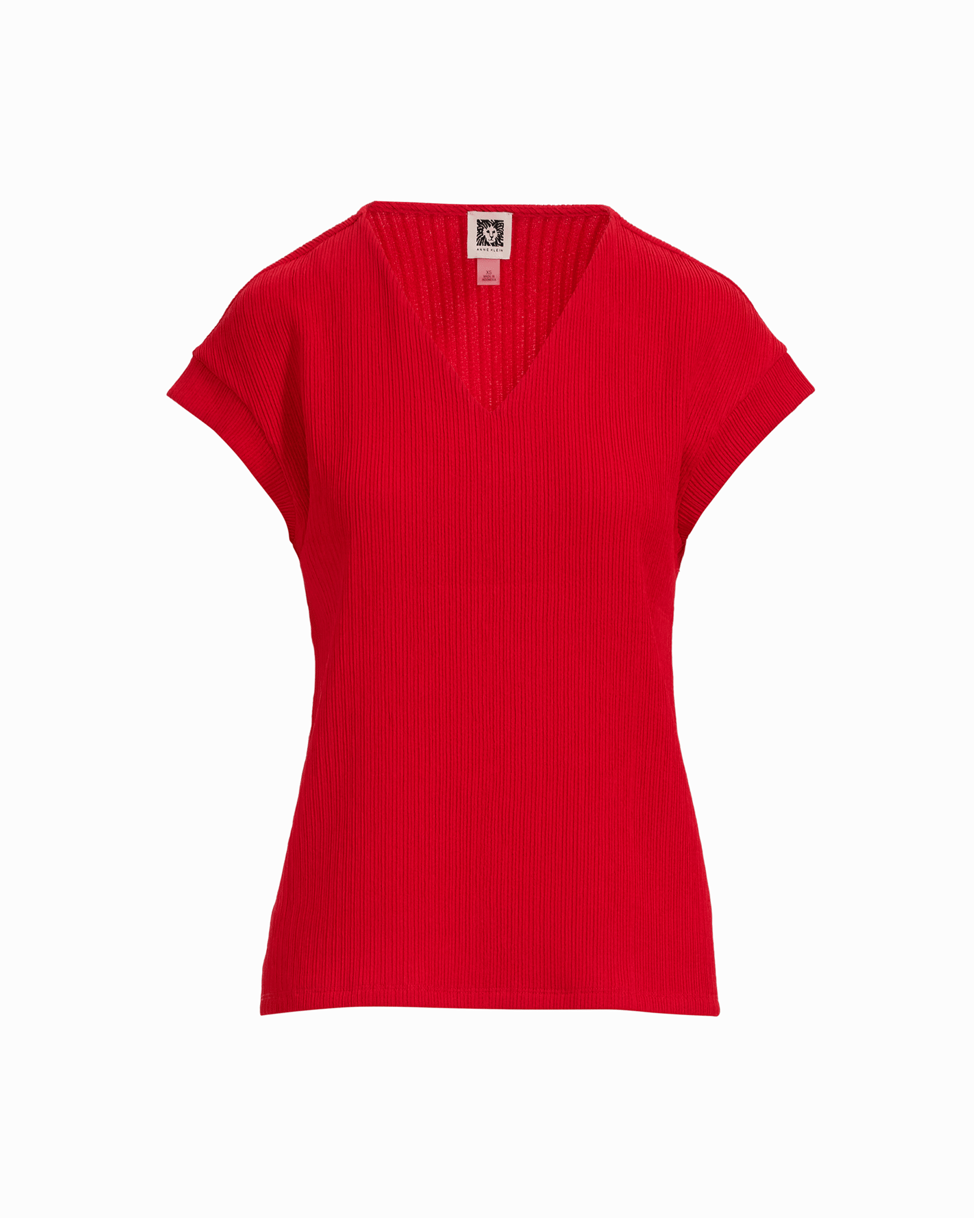 Extended Shoulder V-Neck Knit Top - Anne Klein BEGONIA RED