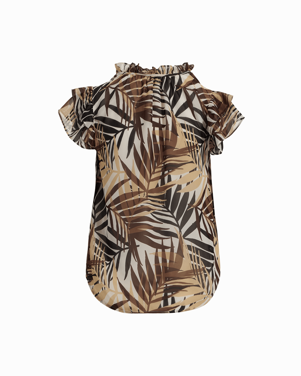 Ruffle Sleeve V-Neck Tie Blouse in WHITE DOVE MULTI - Anne Klein WHITE DOVE MULTI