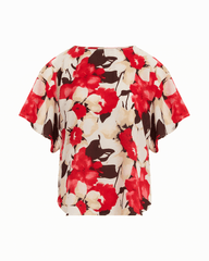 Flutter Sleeve Bateau Neck Blouse in WHITE DOVE MULTI - Anne Klein WHITE DOVE MULTI