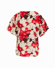 Flutter Sleeve Bateau Neck Blouse in WHITE DOVE MULTI - Anne Klein WHITE DOVE MULTI