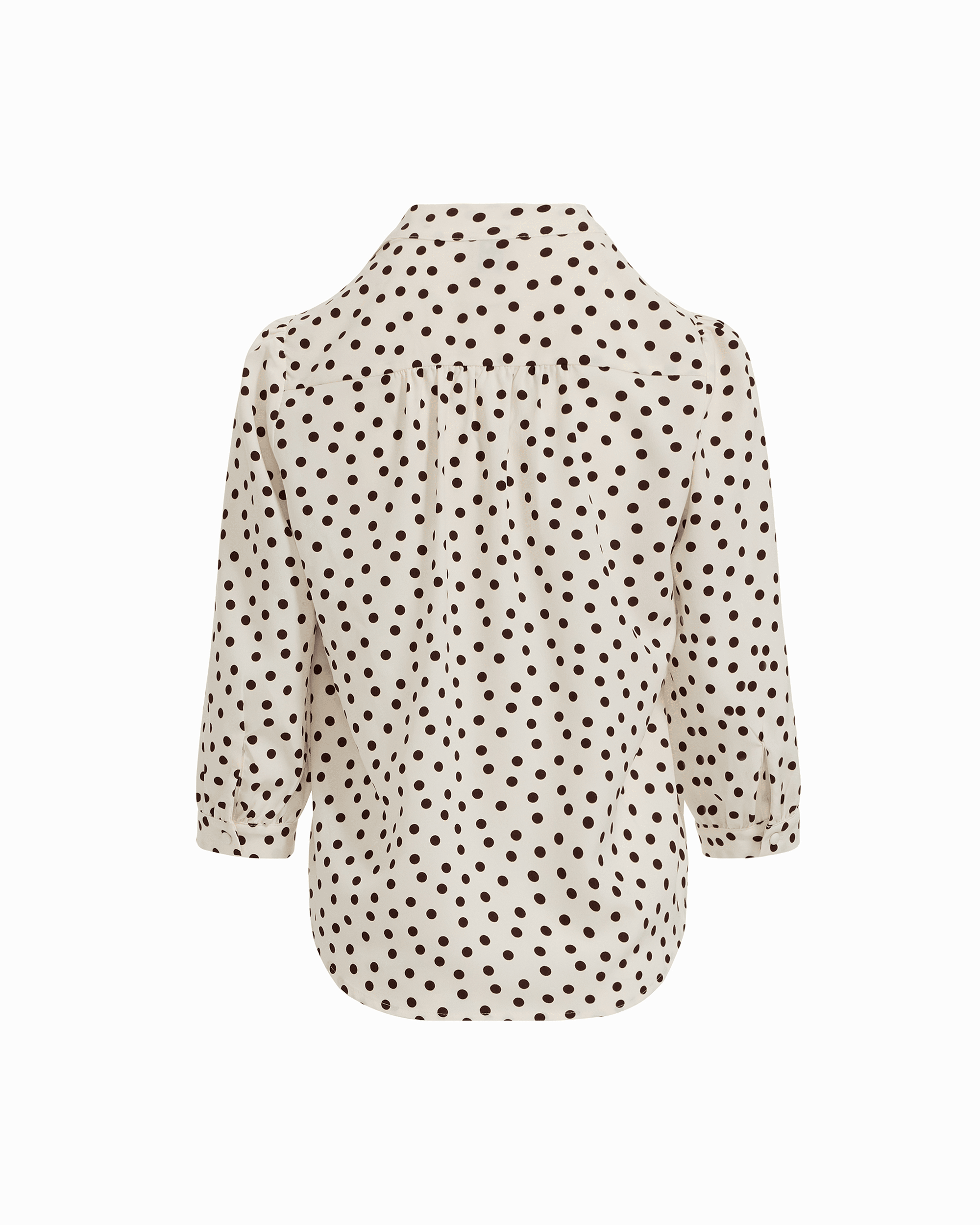 Y-Neck Blouse with Three-Quarter Sleeves in WHT DV / DK CHOC | Anne Kl - Anne Klein WHT DV/DK CHOC