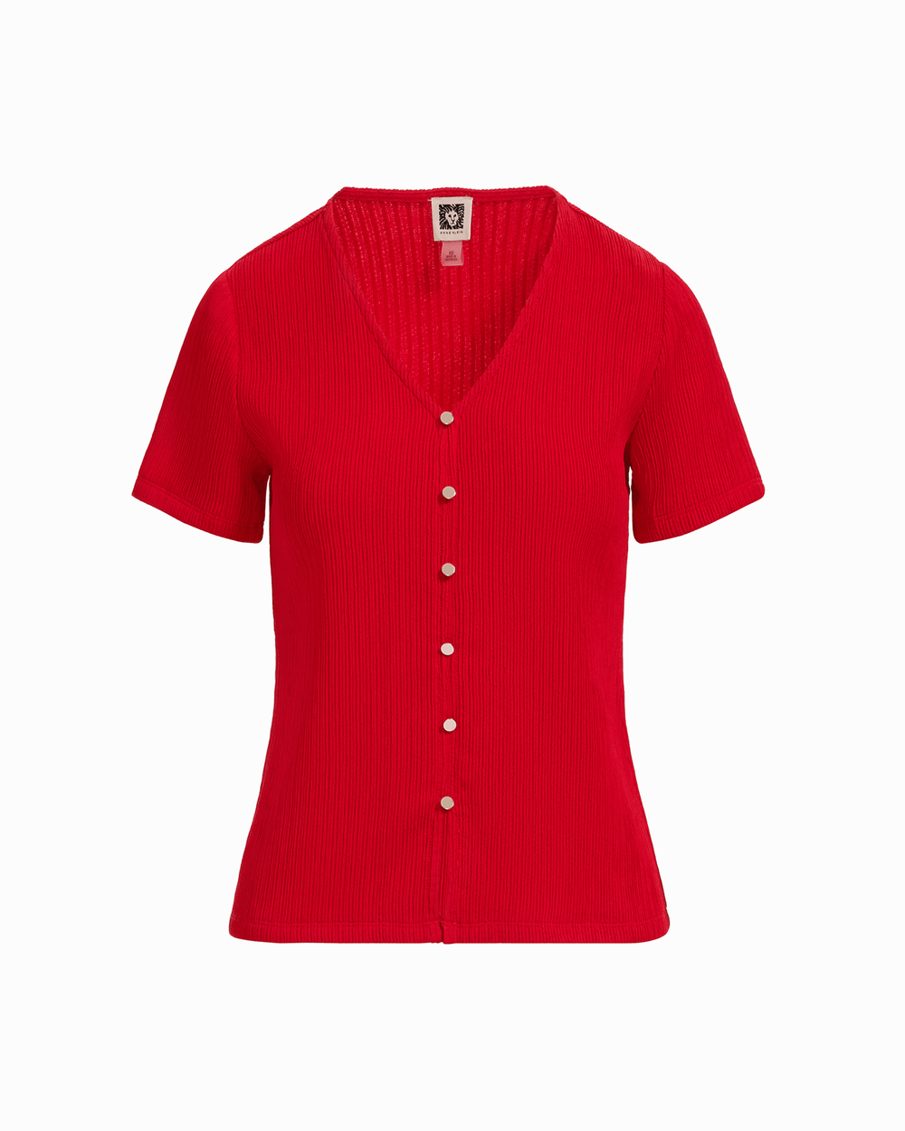 Short Sleeve V-Neck Knit Top in BEGONIA RED - Anne Klein BEGONIA RED