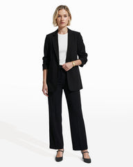 Scrunch Sleeve Open Front Blazer - Anne Klein Anne Black
