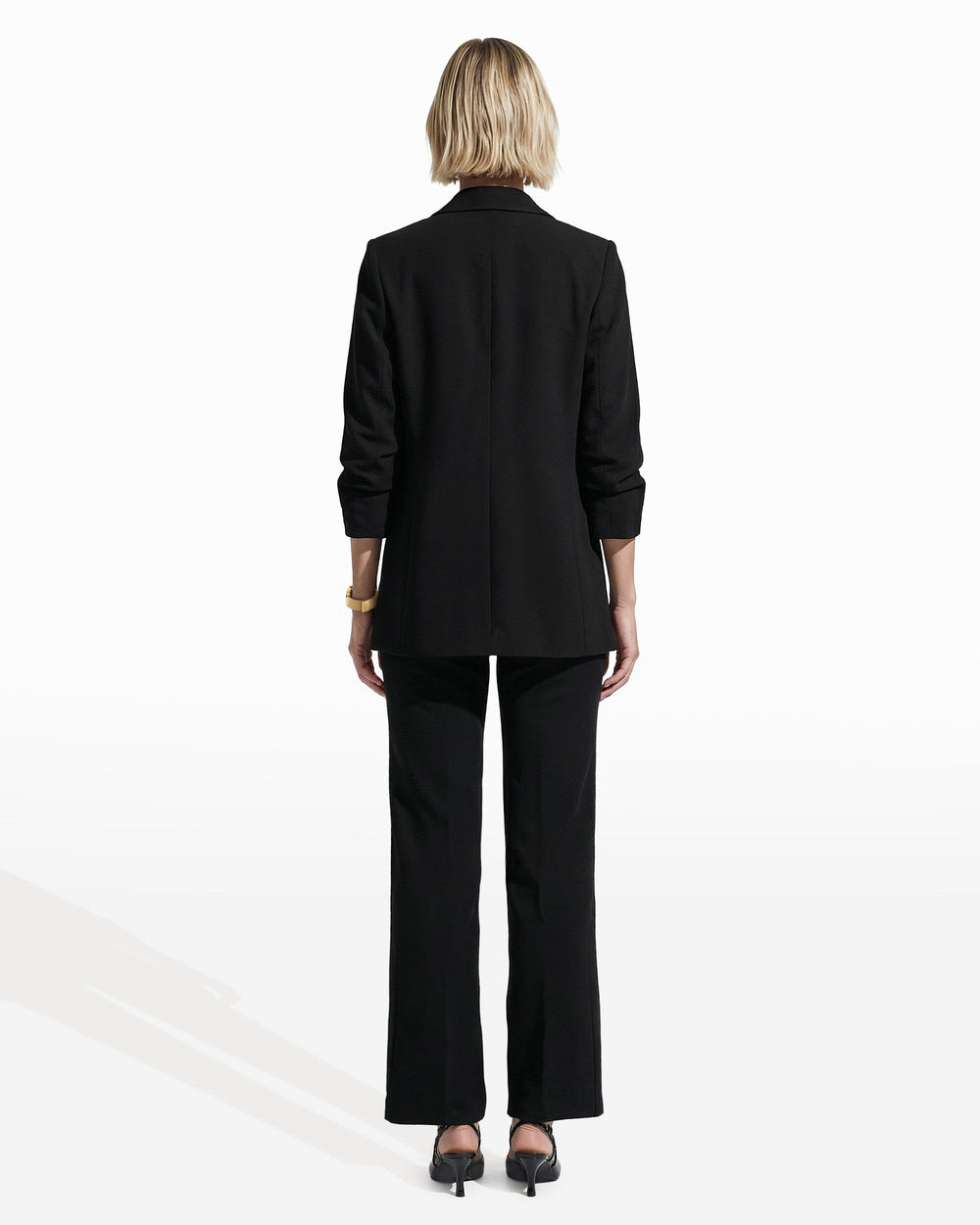 Scrunch Sleeve Open Front Blazer - Anne Klein Anne Black