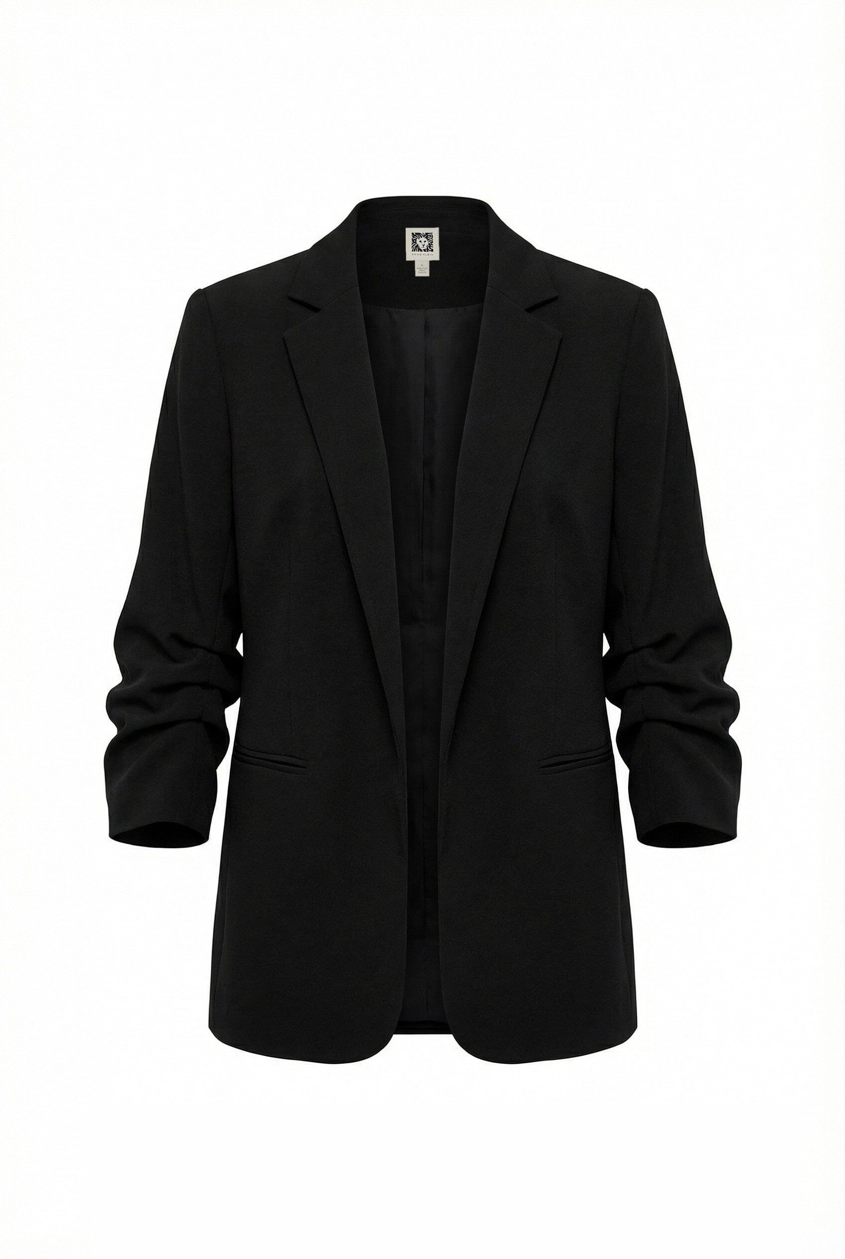Scrunch Sleeve Open Front Blazer - Anne Klein Anne Black