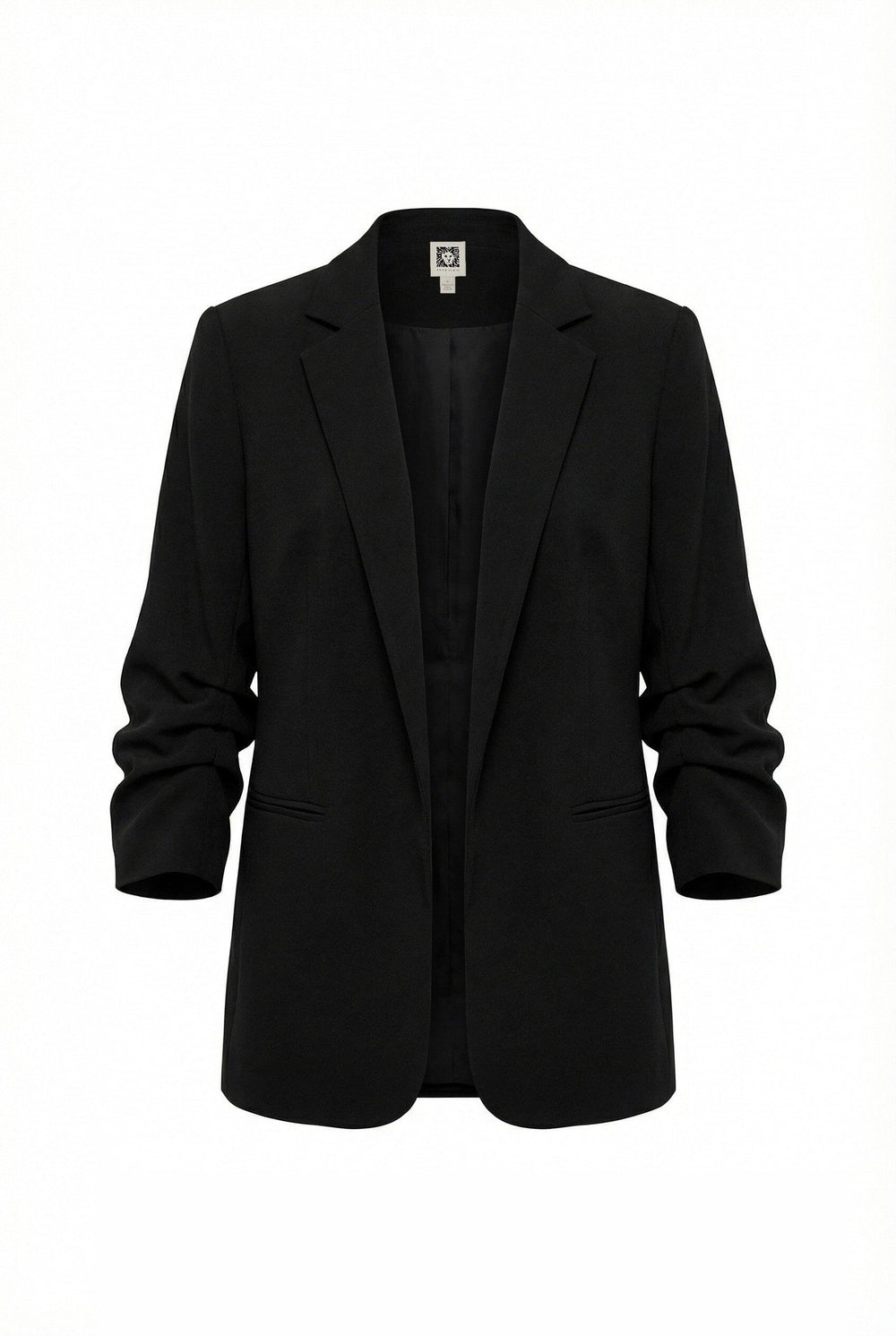 Scrunch Sleeve Open Front Blazer - Anne Klein Anne Black