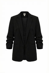 Scrunch Sleeve Open Front Blazer - Anne Klein Anne Black