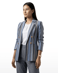 Striped Double-Breasted Blazer - Anne Klein LAKESHORE MULTI