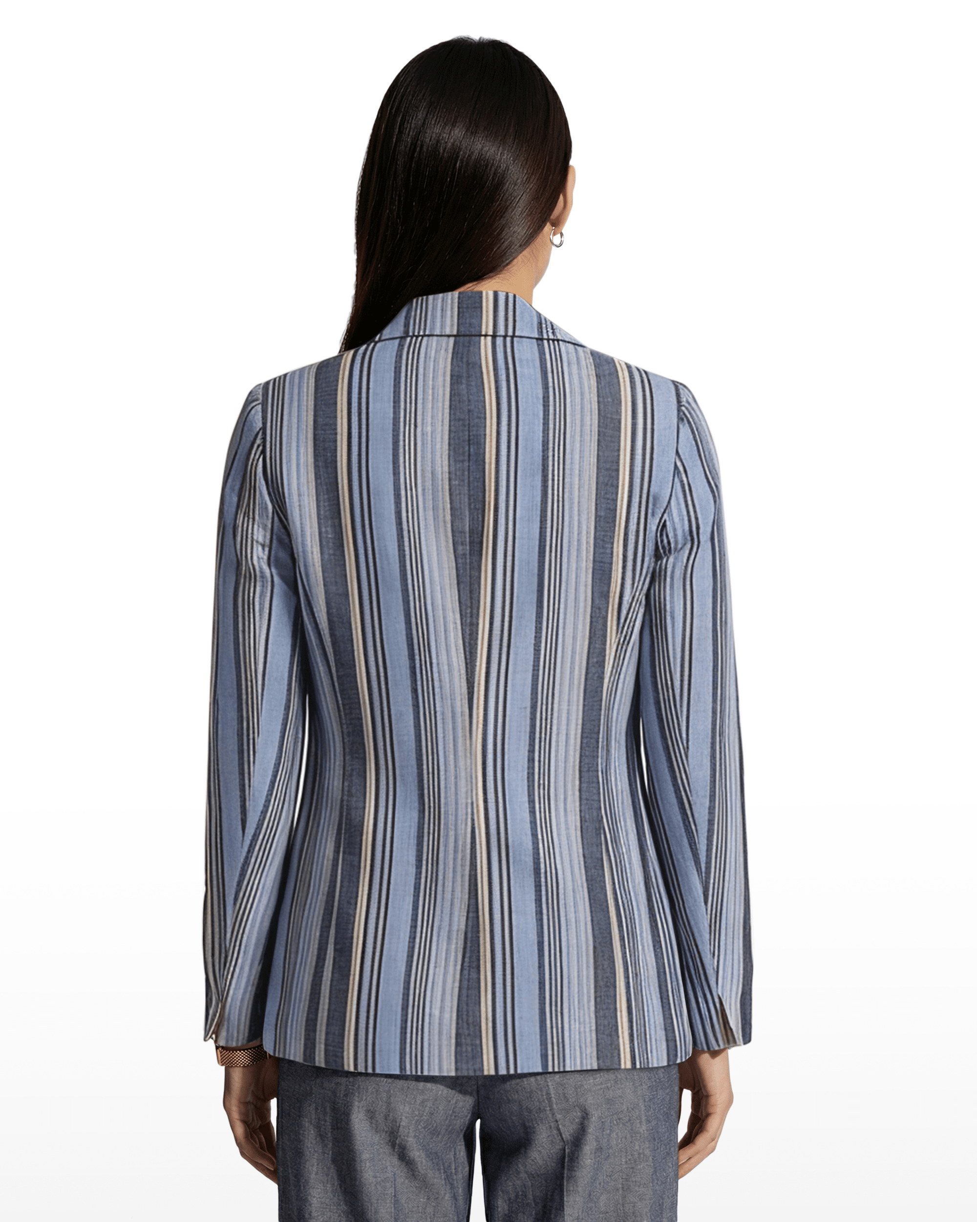 Striped Double-Breasted Blazer - Anne Klein LAKESHORE MULTI