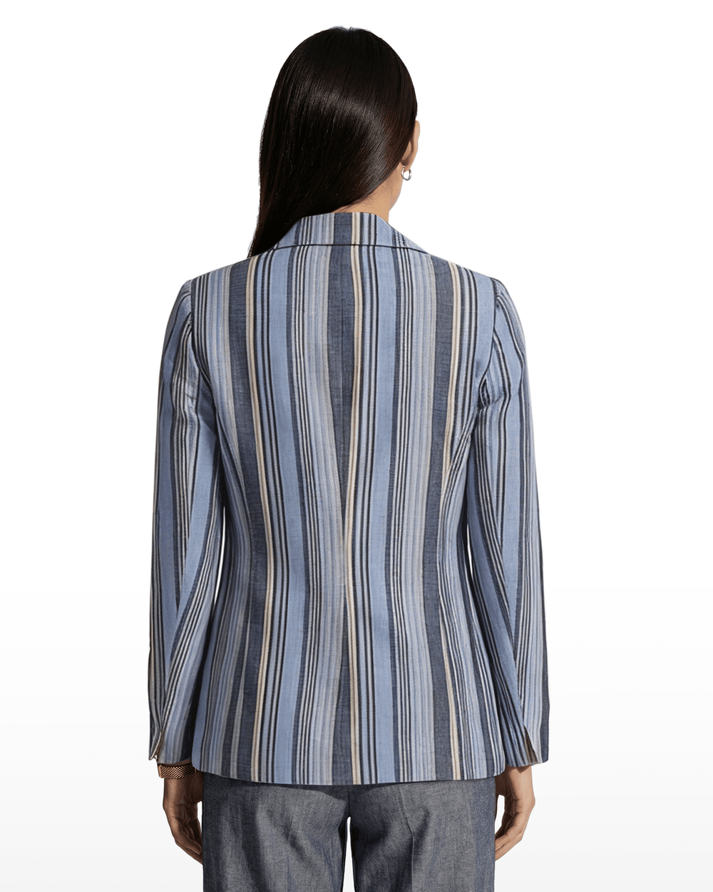 Striped Double-Breasted Blazer - Anne Klein LAKESHORE MULTI