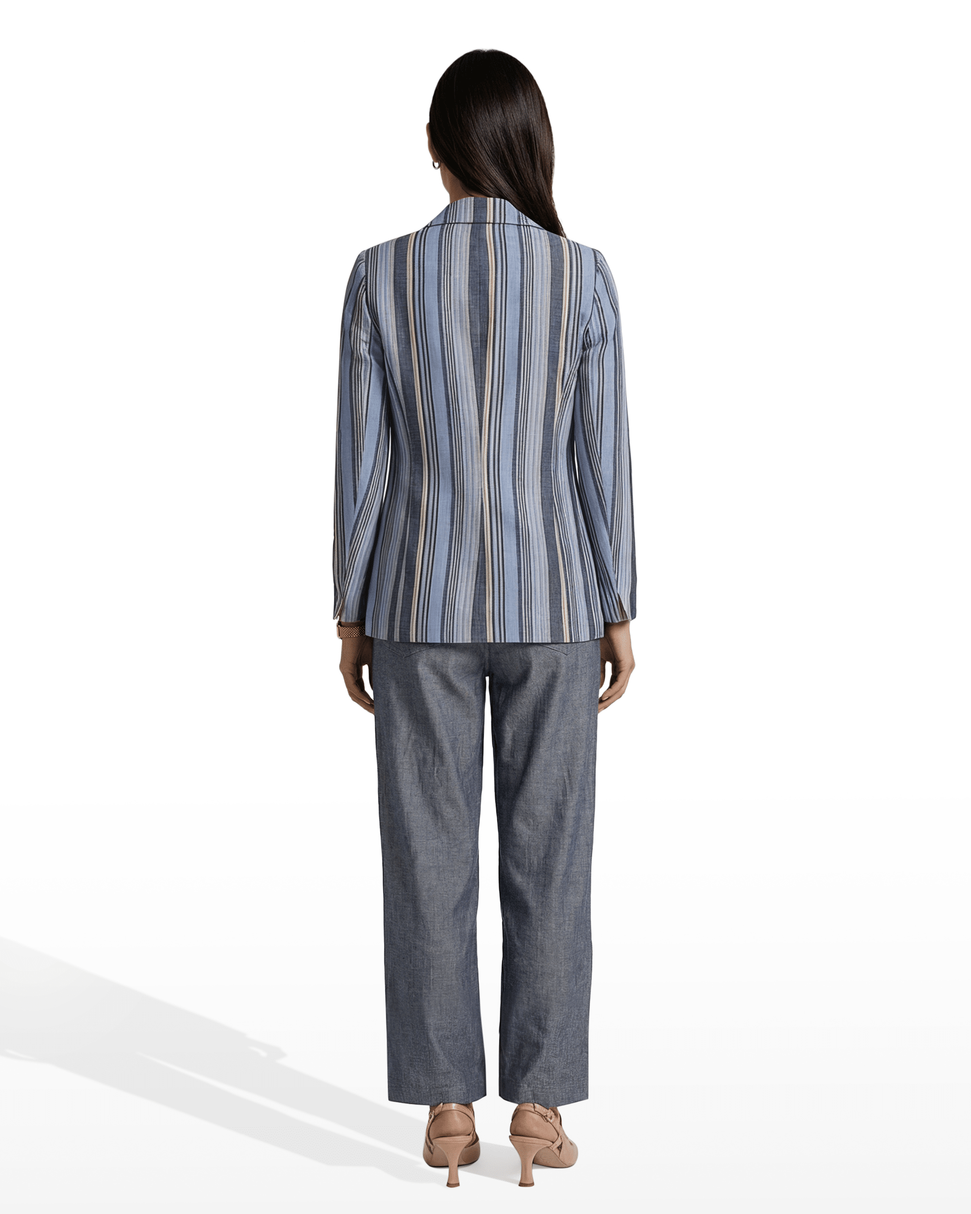 Striped Double-Breasted Blazer - Anne Klein LAKESHORE MULTI