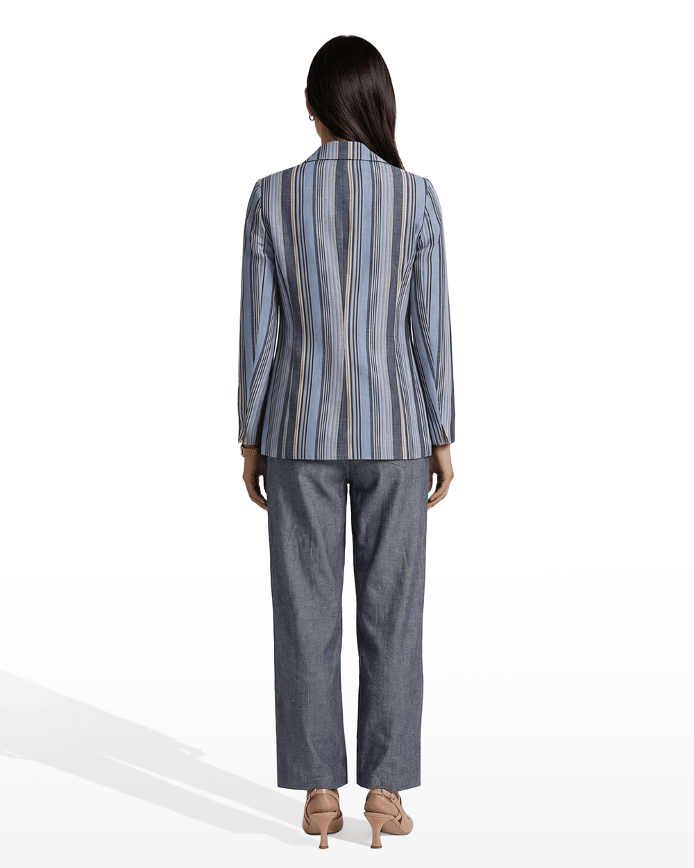 Striped Double-Breasted Blazer - Anne Klein LAKESHORE MULTI