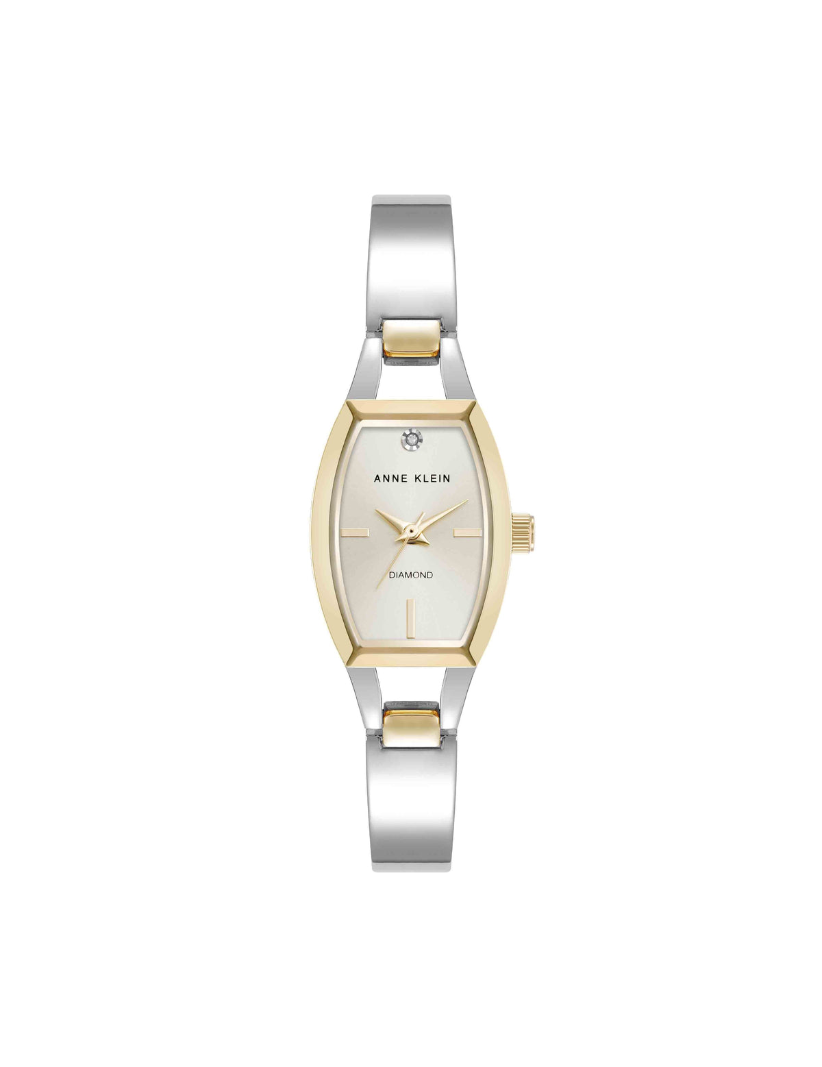 Cushion Case Bangle Watch with Diamond Accent - Anne Klein Silver-Tone/Gold-Tone