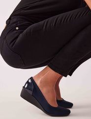 Wisher Wedges Navy - Anne Klein Navy Multi Fabric
