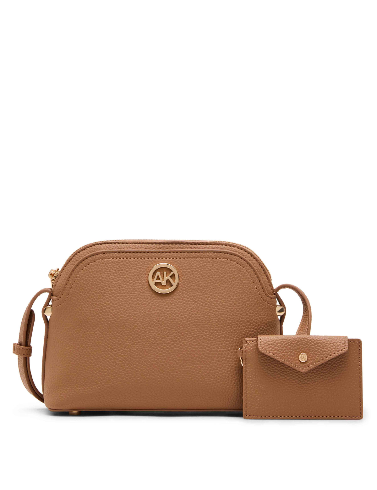Dome Crossbody Bag with Detachable Card Case - Anne Klein Mocha