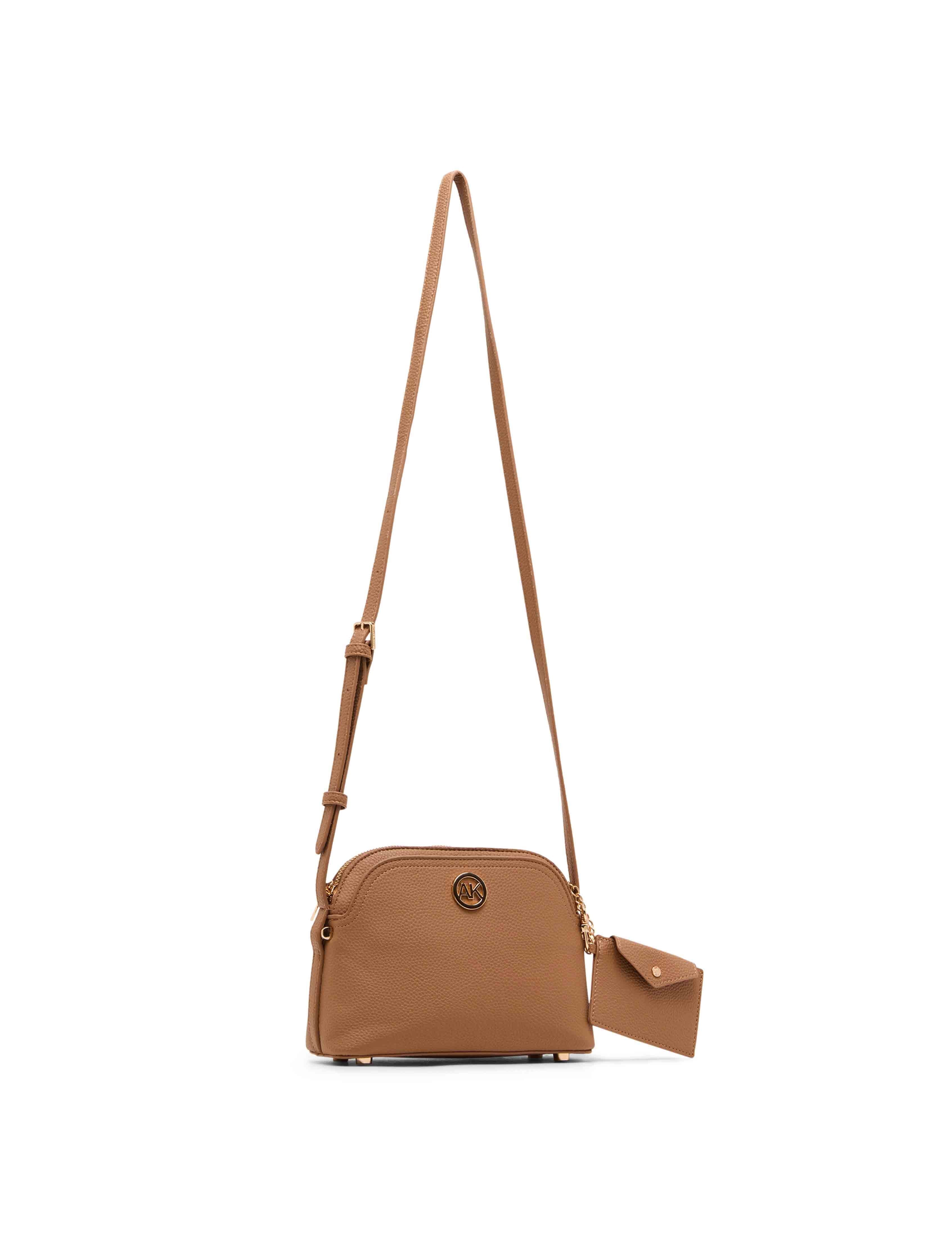 Dome Crossbody Bag with Detachable Card Case - Anne Klein Mocha