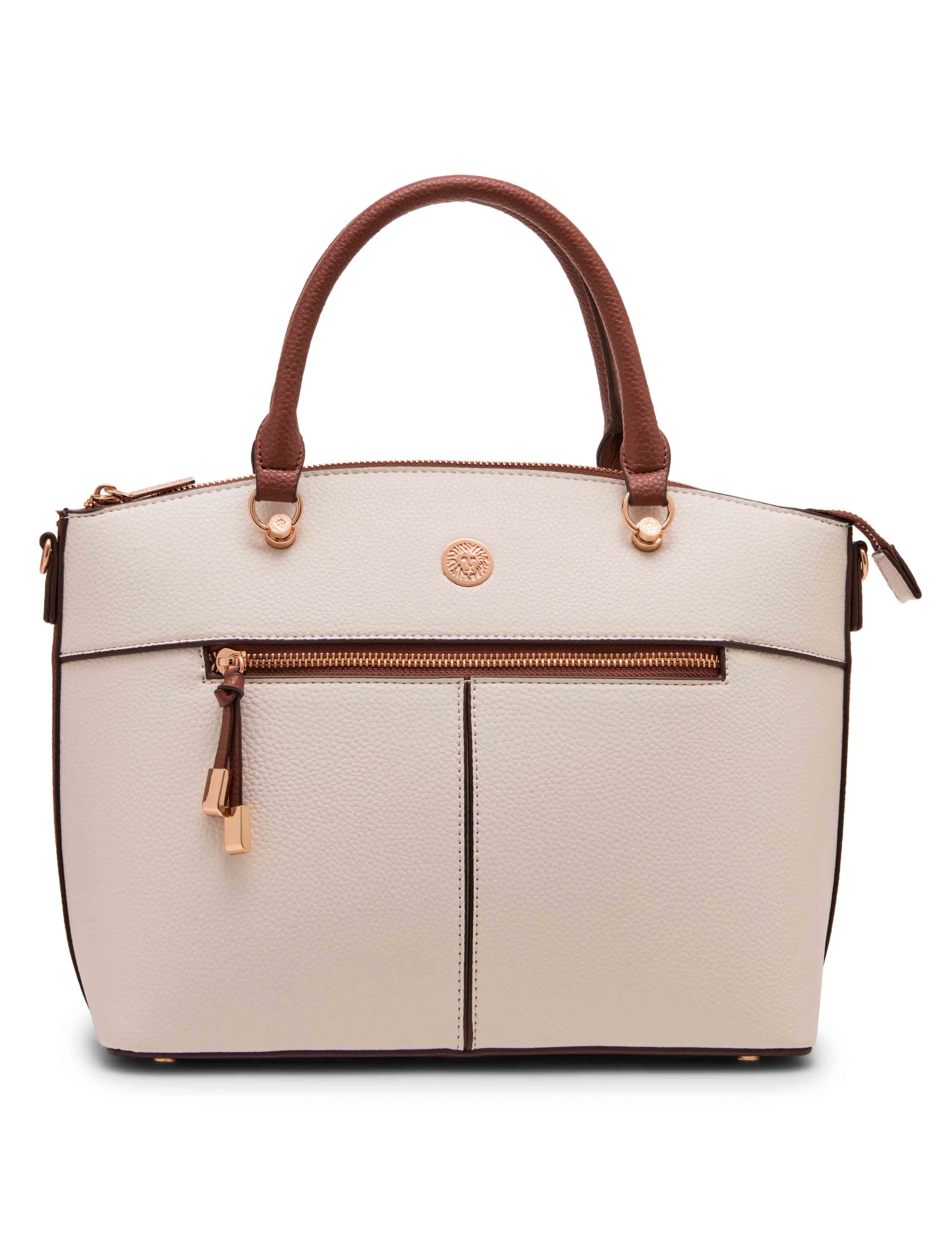 Dome Satchel Handbag with Crossbody Strap - Anne Klein