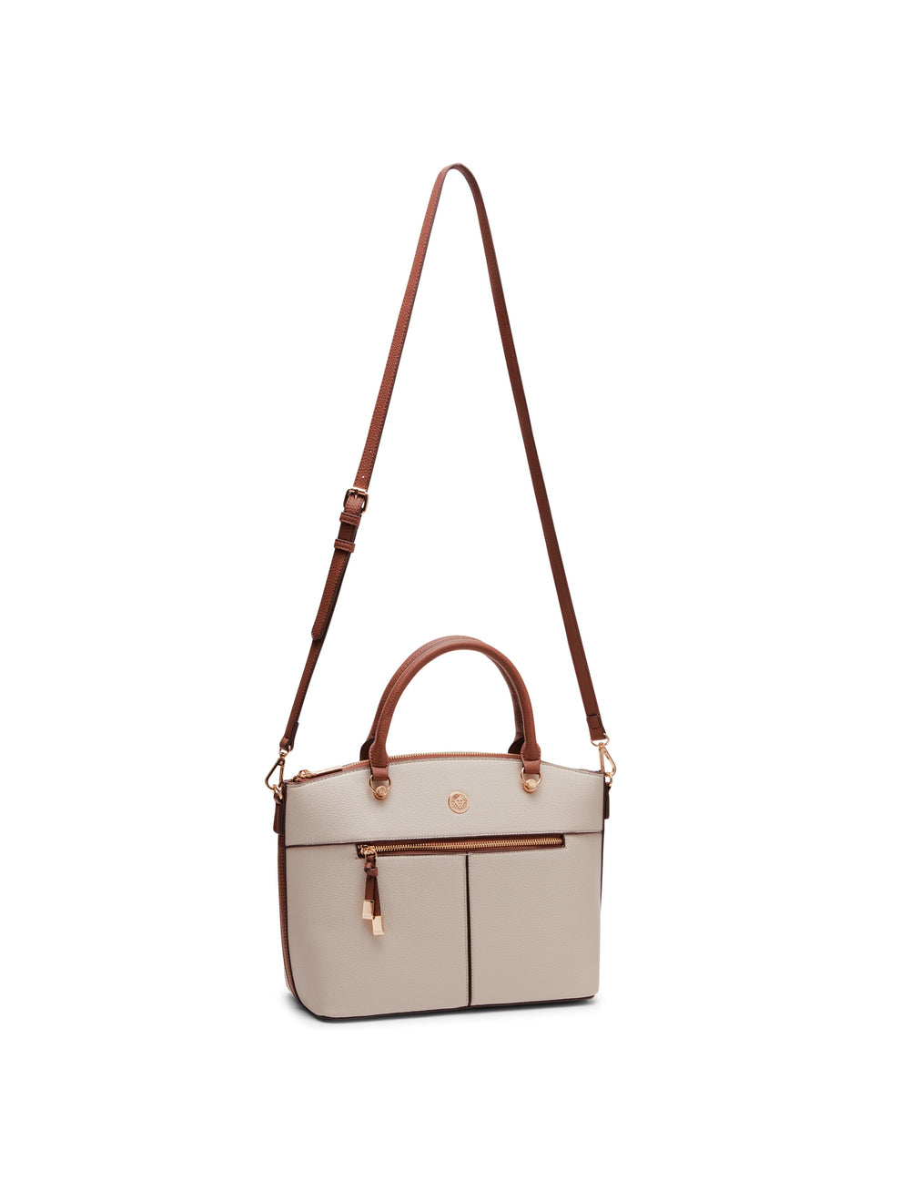 Dome Satchel Handbag with Crossbody Strap - Anne Klein