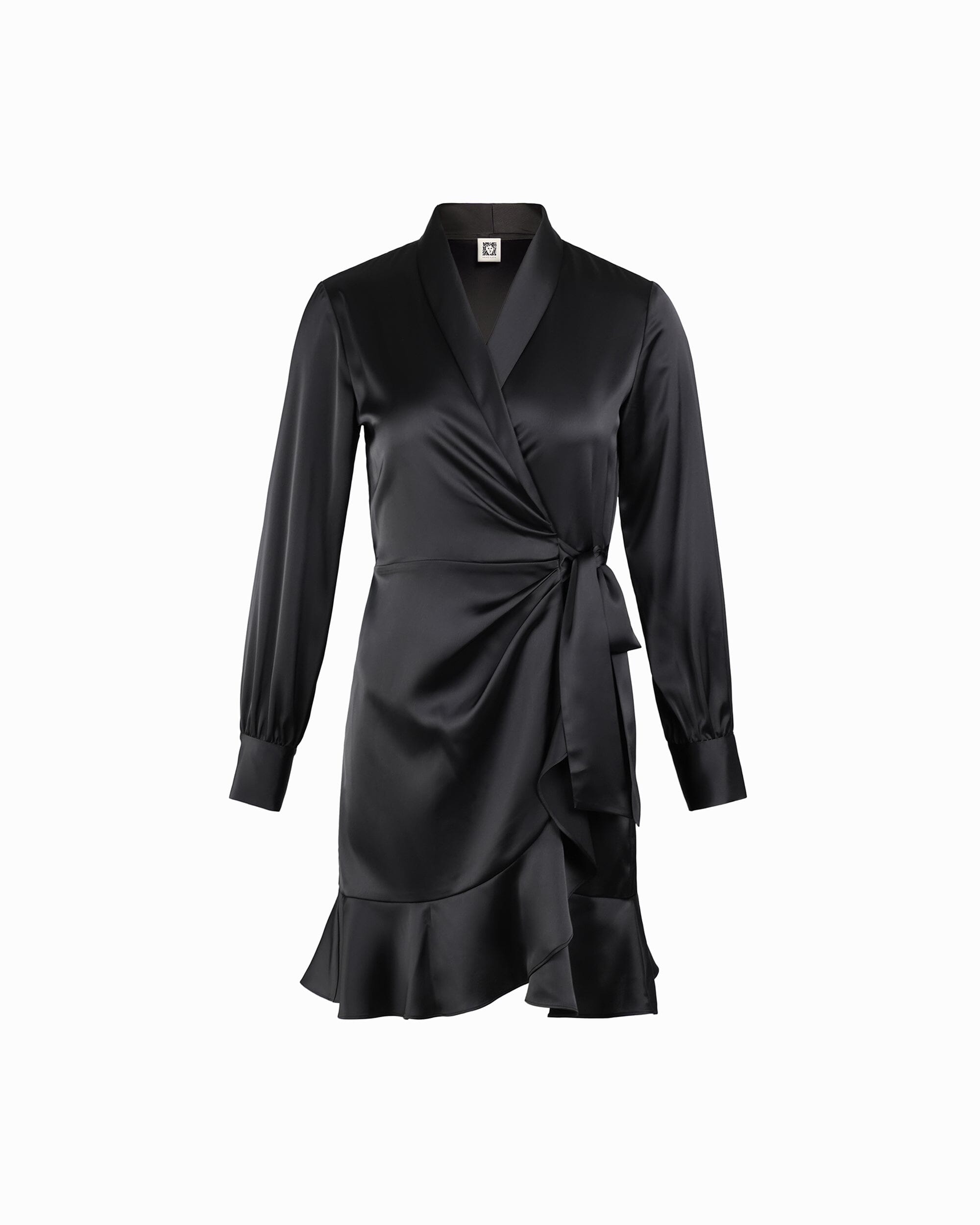Shawl Collar Faux Wrap Dress - Anne Klein Anne Black