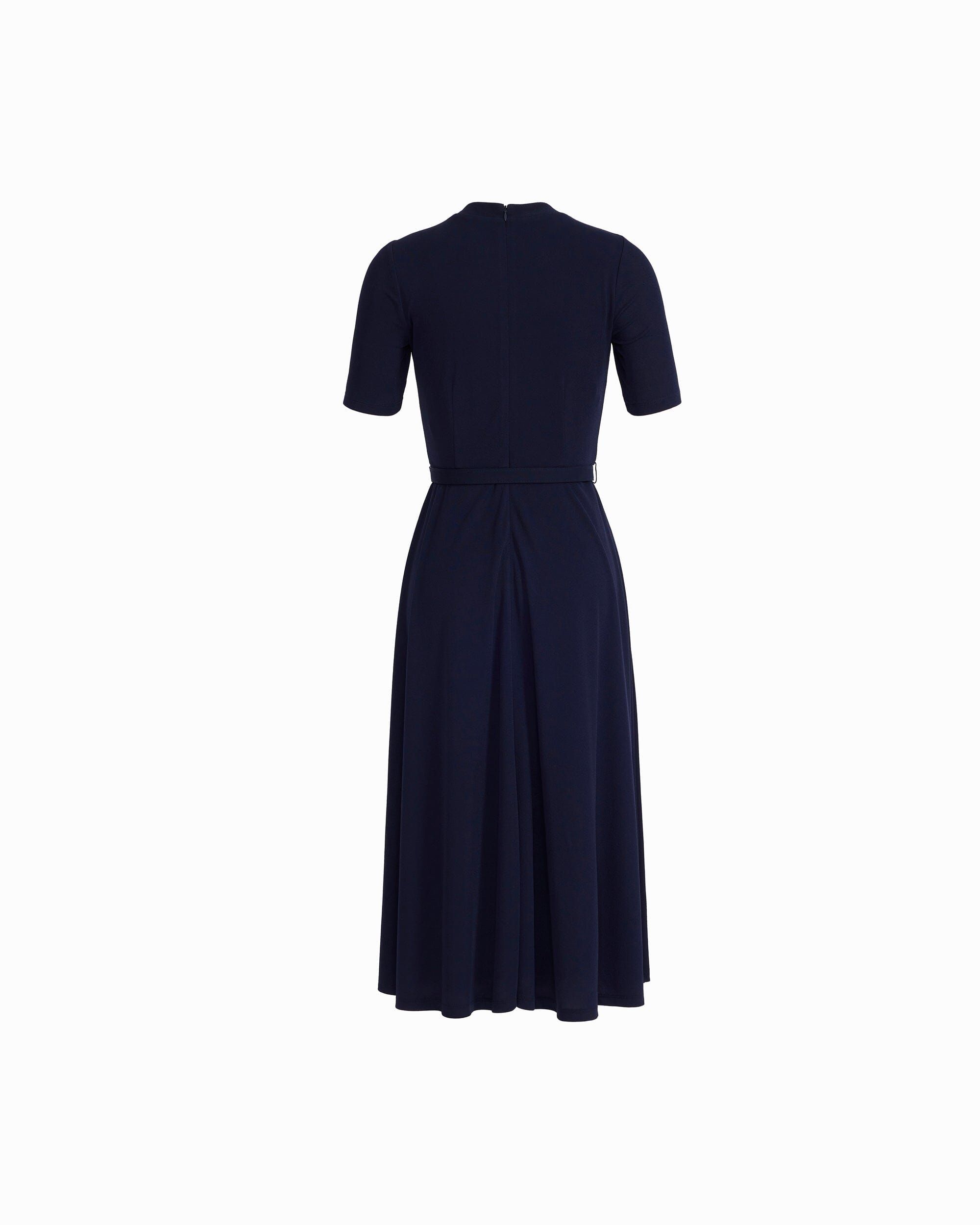 Twist Neck Fit and Flare Midi Dress - Anne Klein DEEP NAVY