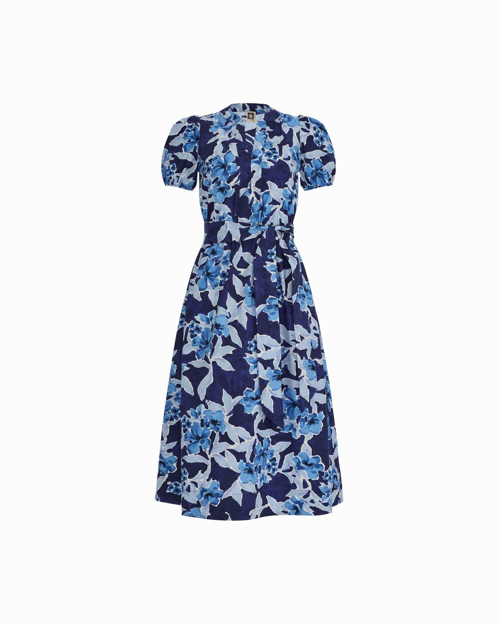 Puff Sleeve A-line Midi Dress - Anne Klein SANTORINI BLUE MULTI